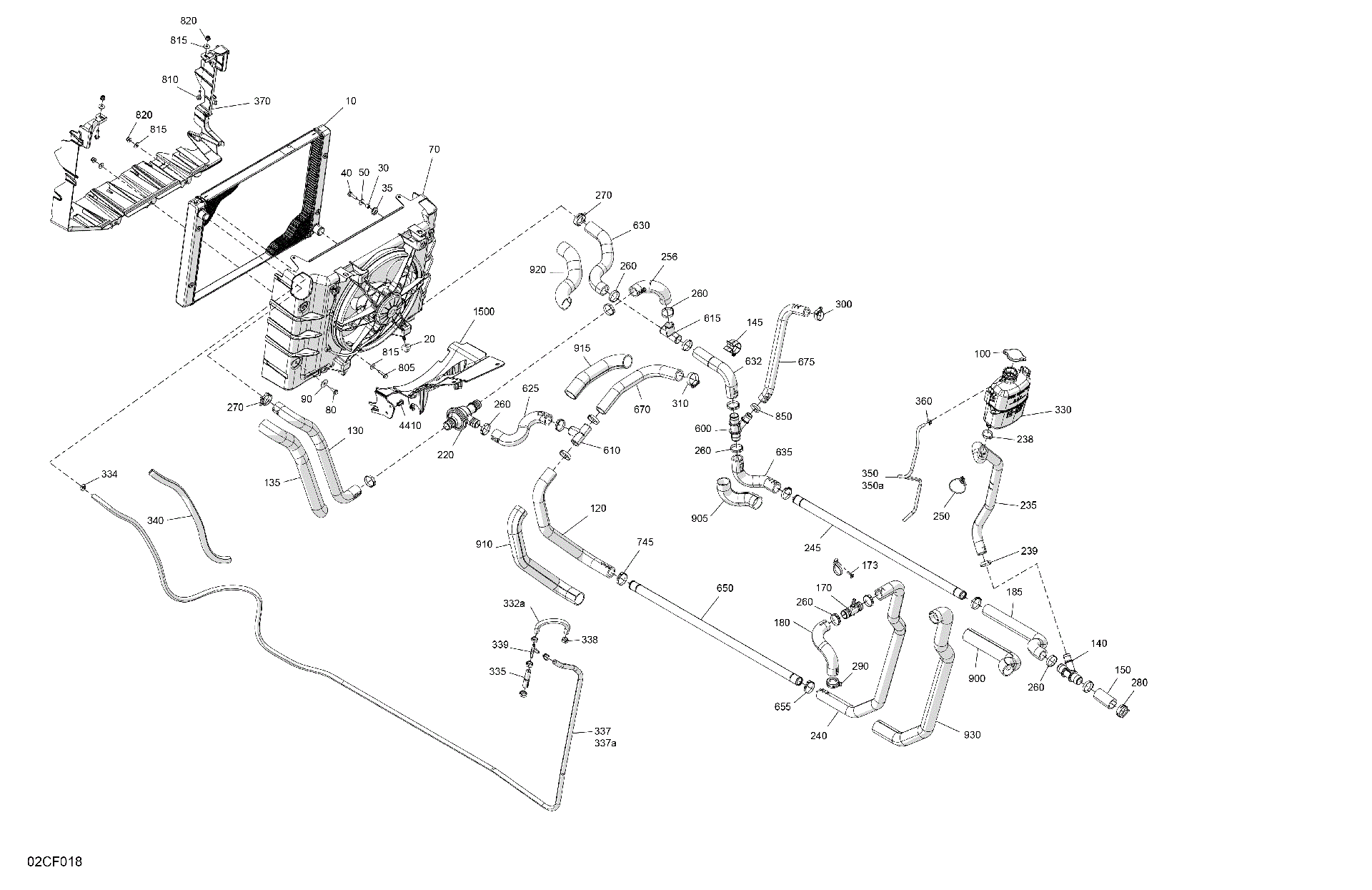 An Image of a Genuine Can-Am Parts Schematic Diagram showing the schematic - ENGINE - COOLING