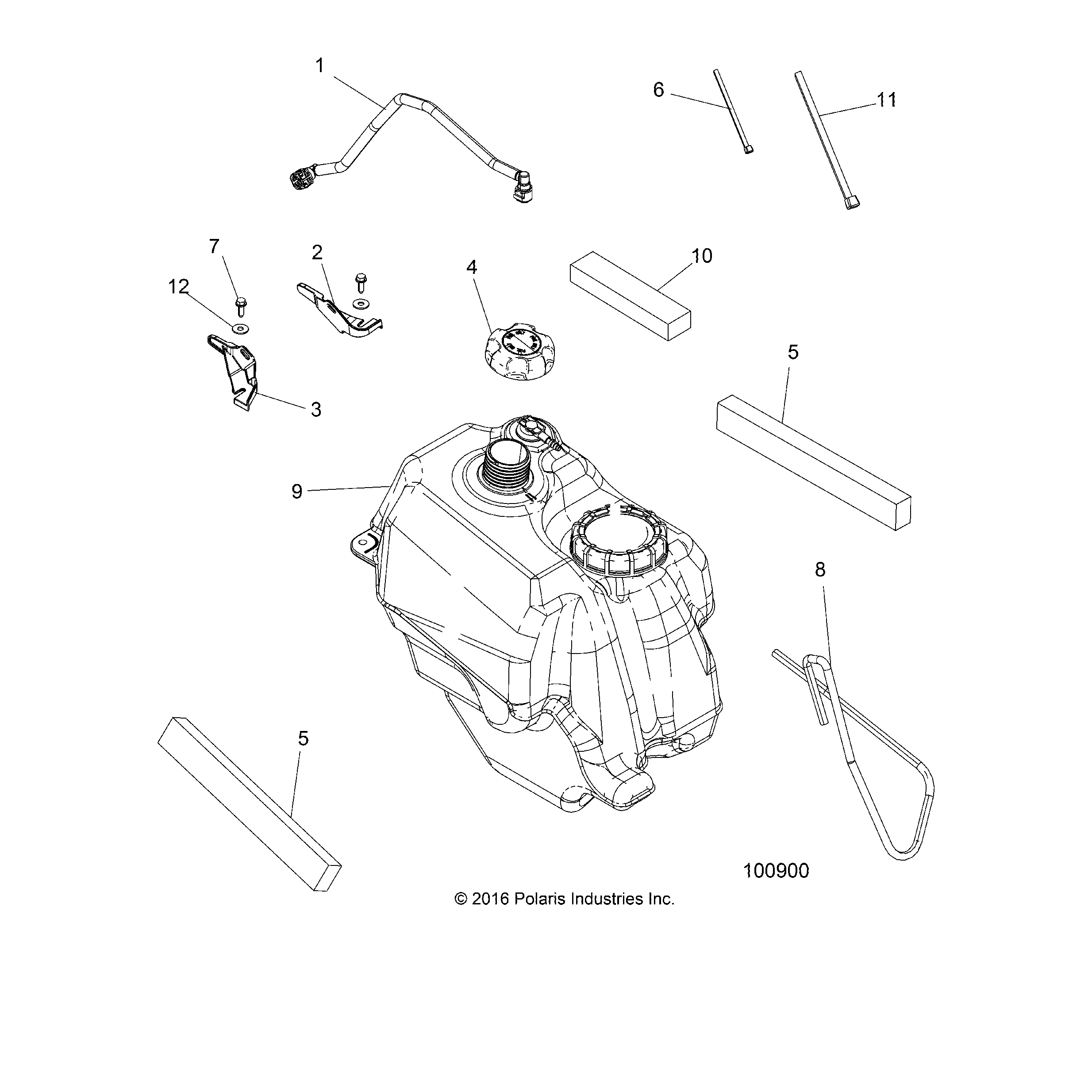 An Image of a Genuine Polaris Parts Schematic Diagram showing the schematic - BODY: FUEL TANK ASM. - 2017 POLARIS SPORTSMAN 570 EFI