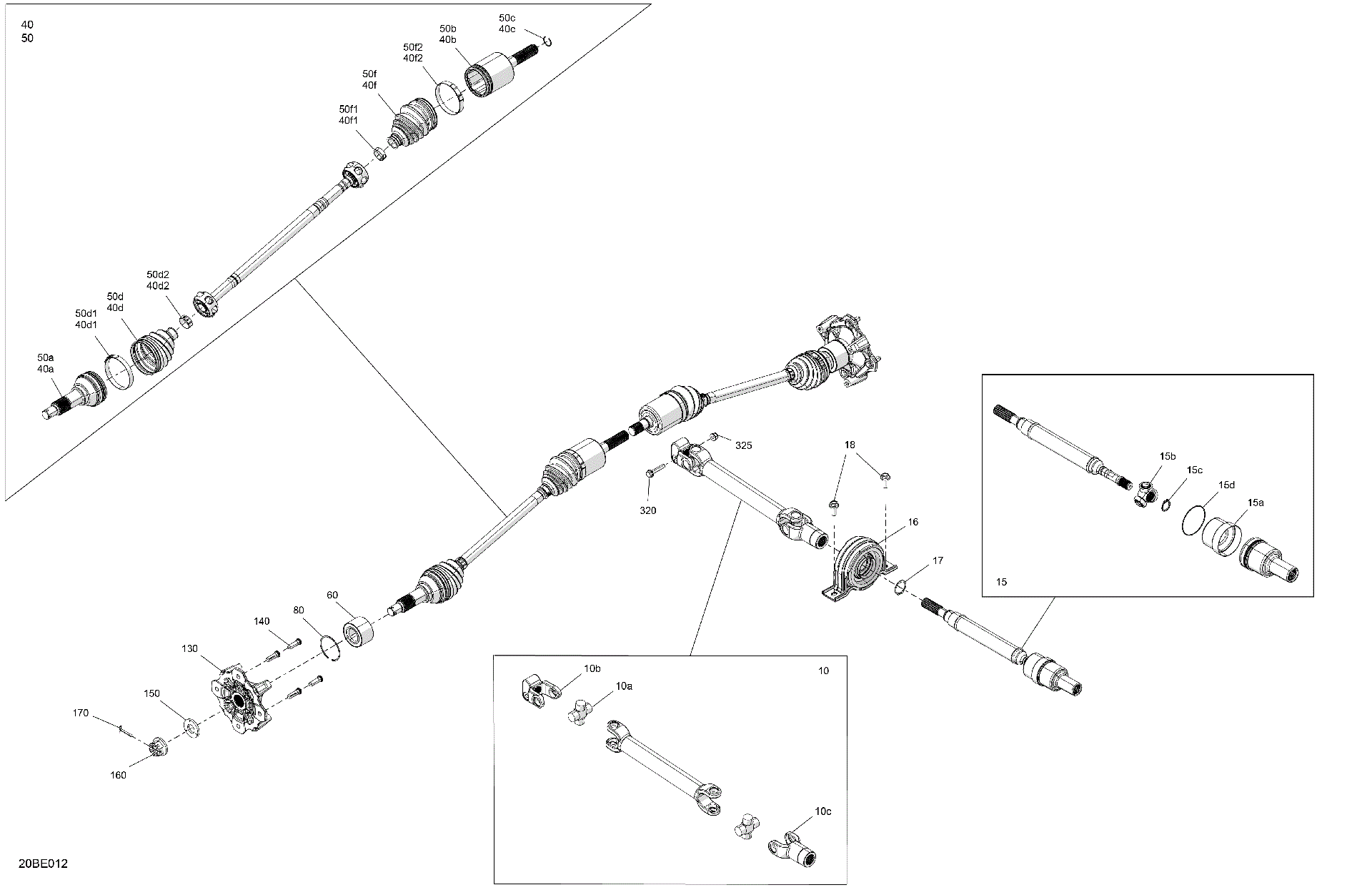 An Image of a Genuine Can-Am Parts Schematic Diagram showing the schematic - DRIVE - FRONT - COMMON PARTS