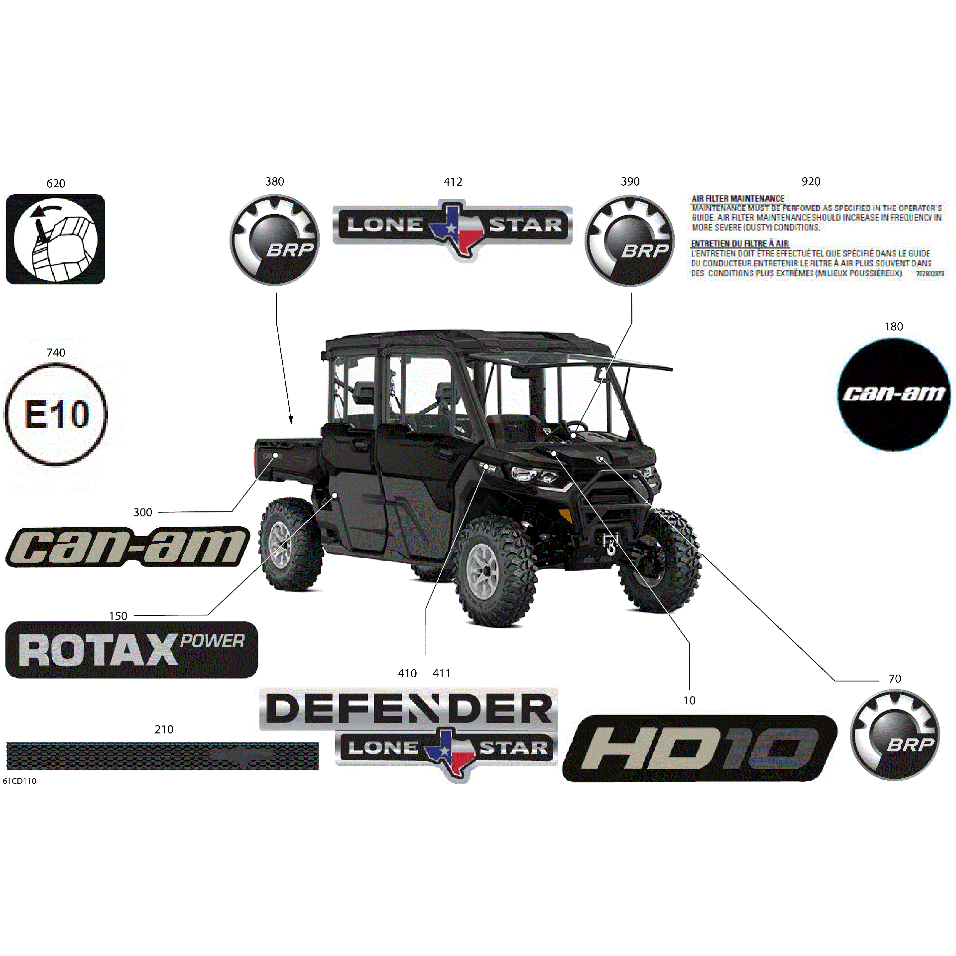 An Image of a Genuine Can-Am Parts Schematic Diagram showing the schematic - BODY - DECALS