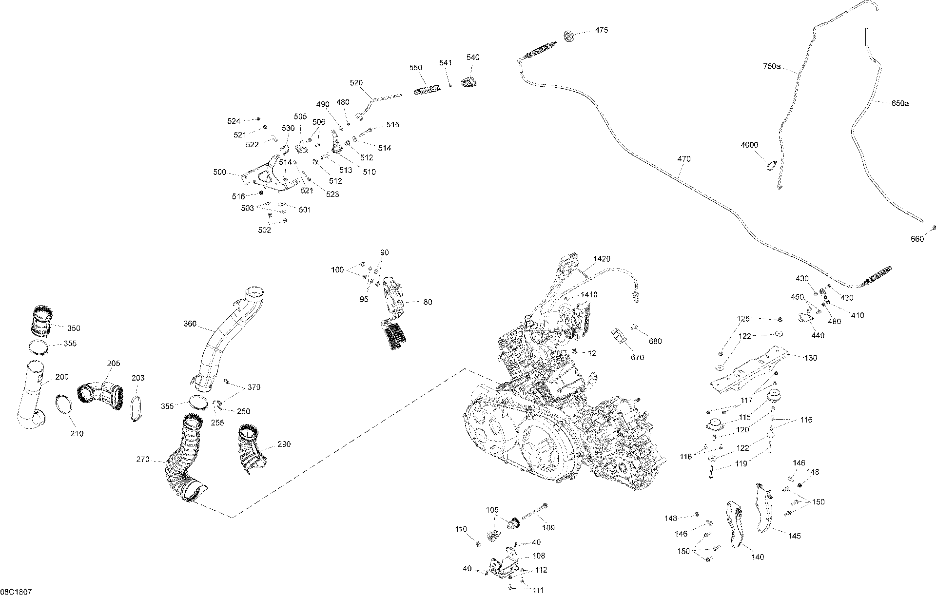 An Image of a Genuine Can-Am Parts Schematic Diagram showing the schematic - ENGINE DEFENDER NON MAX - PACKAGE X MR