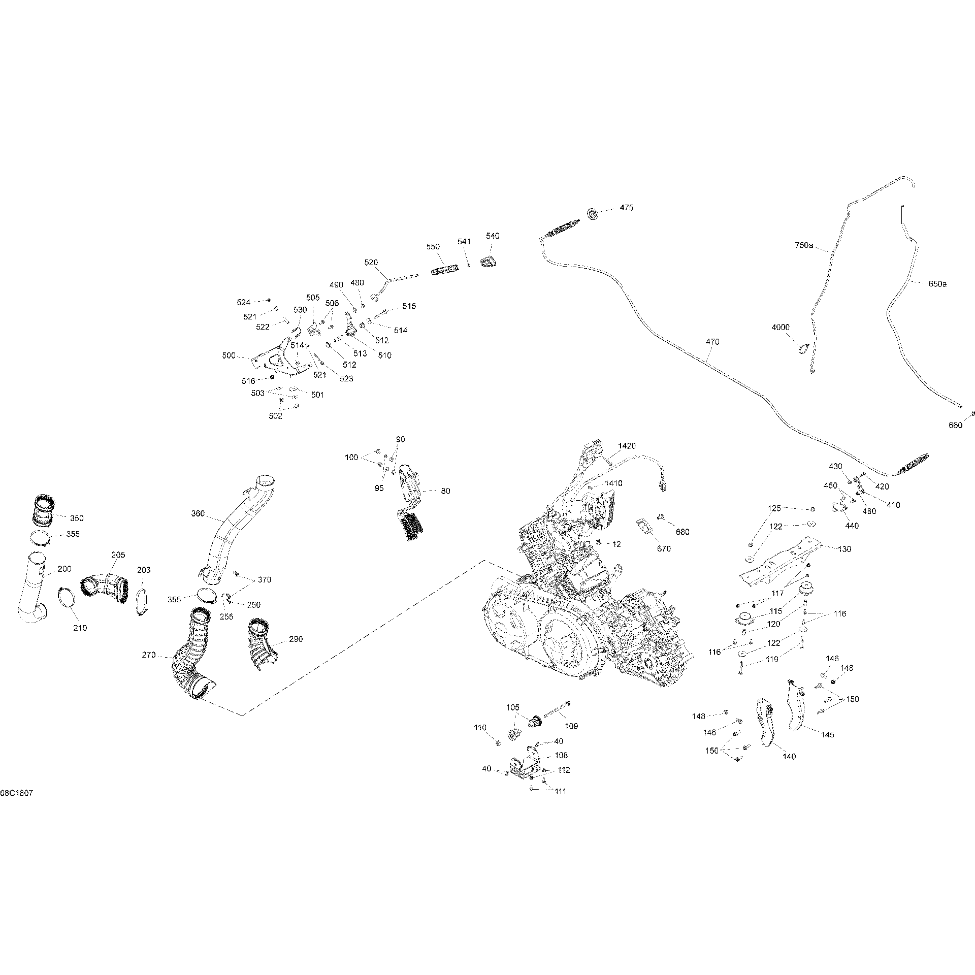 An Image of a Genuine Can-Am Parts Schematic Diagram showing the schematic - ENGINE DEFENDER NON MAX - PACKAGE X MR
