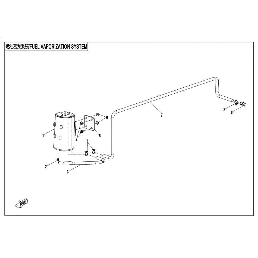 An Image of a Genuine CFMOTO Parts Schematic Diagram showing the schematic - FUEL VAPORIZATION SYSTEM - 2019 CFMOTO UFORCE 1000
