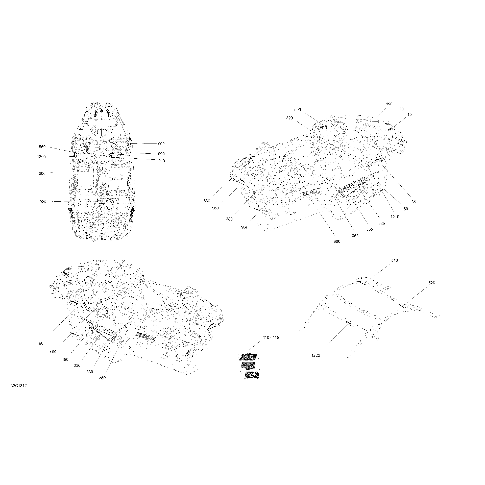 An Image of a Genuine Can-Am Parts Schematic Diagram showing the schematic - DECALS - PACKAGE X RS DPS