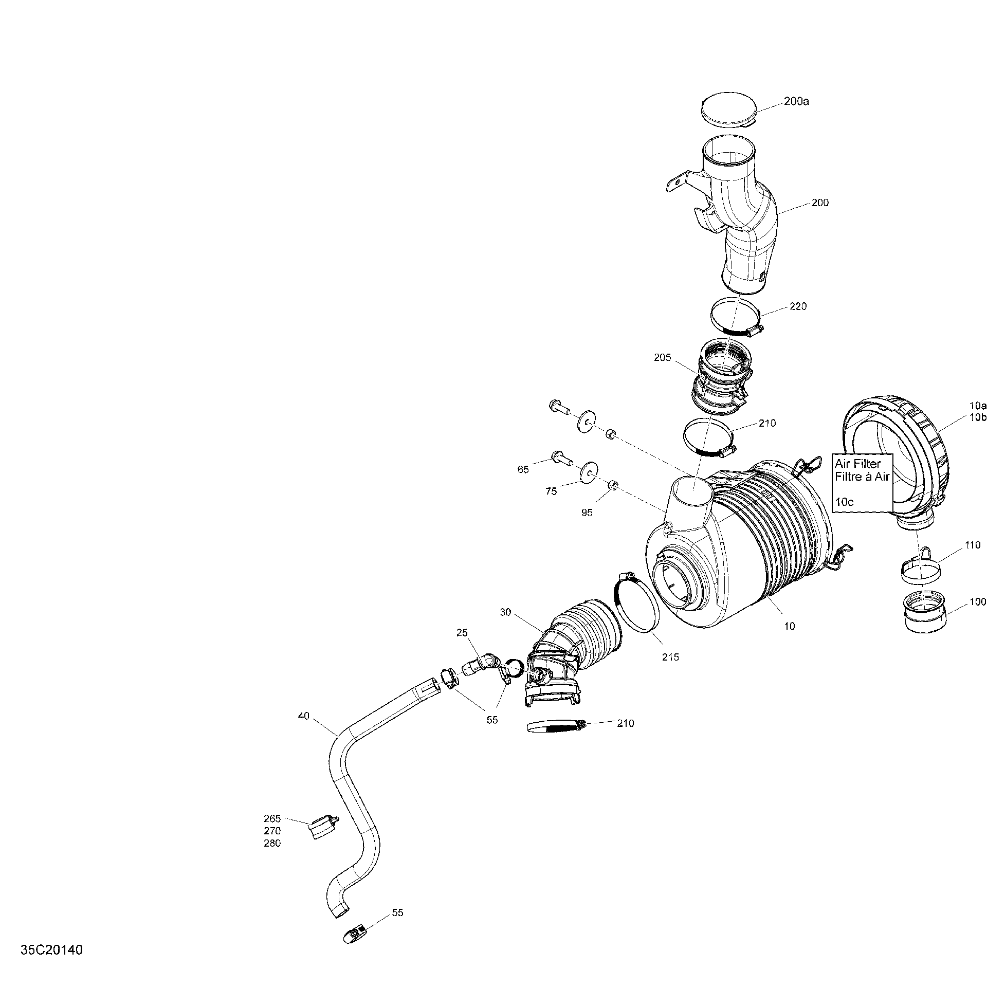 An Image of a Genuine Can-Am Parts Schematic Diagram showing the schematic - ENGINE - AIR INTAKE