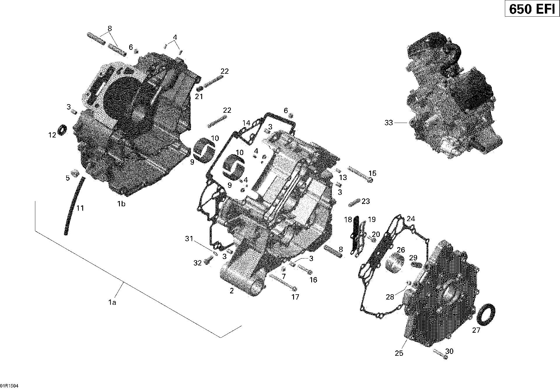 An Image of a Genuine Can-Am Parts Schematic Diagram showing the schematic - CRANKCASE _01R1504