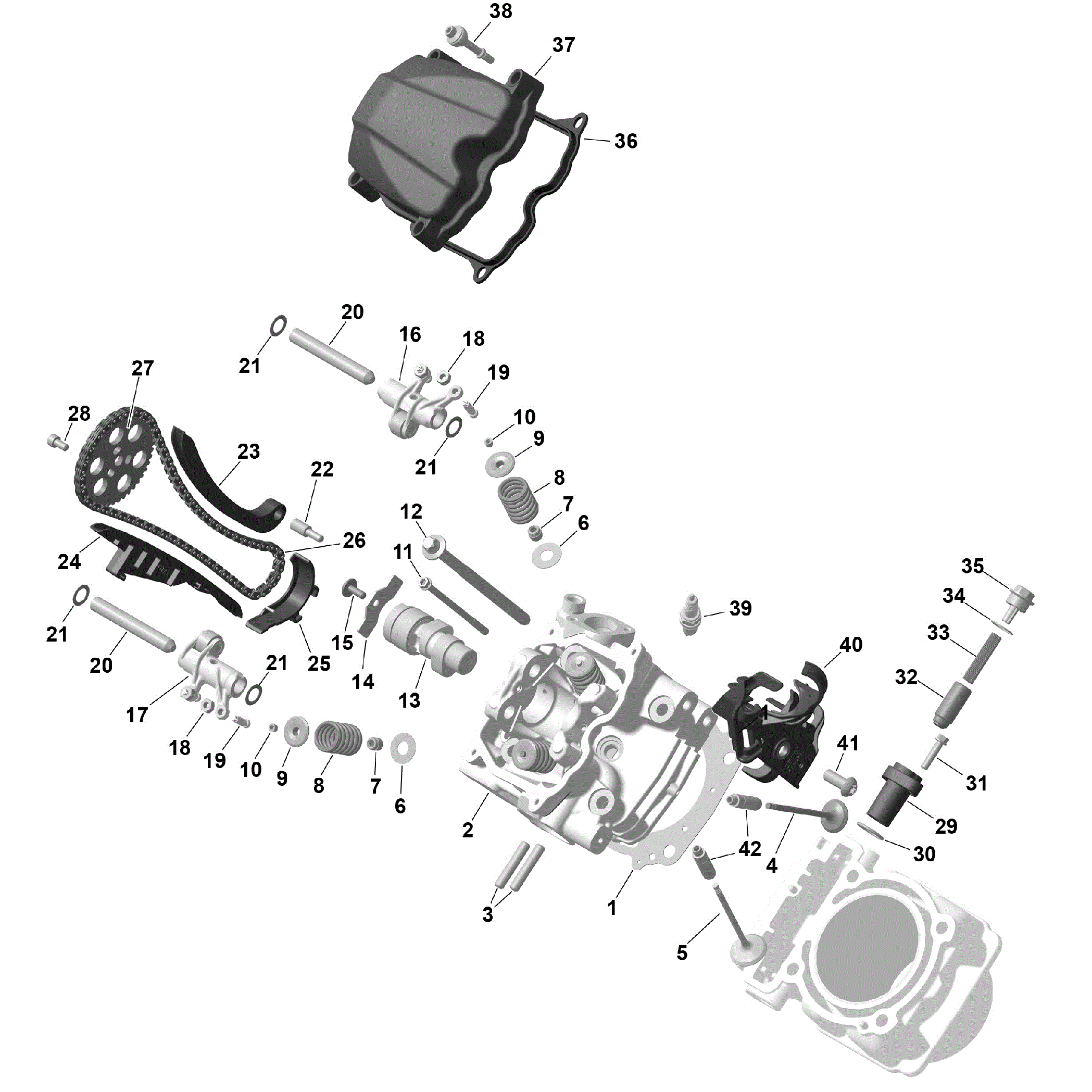 An Image of a Genuine Can-Am Parts Schematic Diagram showing the schematic - ROTAX - FRONT CYLINDER HEAD