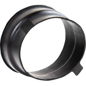 The Polaris Clutch Boot Outlet by Quad Logic is a black, cylindrical plastic adapter with a slight curve and a small tab on one end for secure attachment, designed to connect ventilation or tubing systems.
