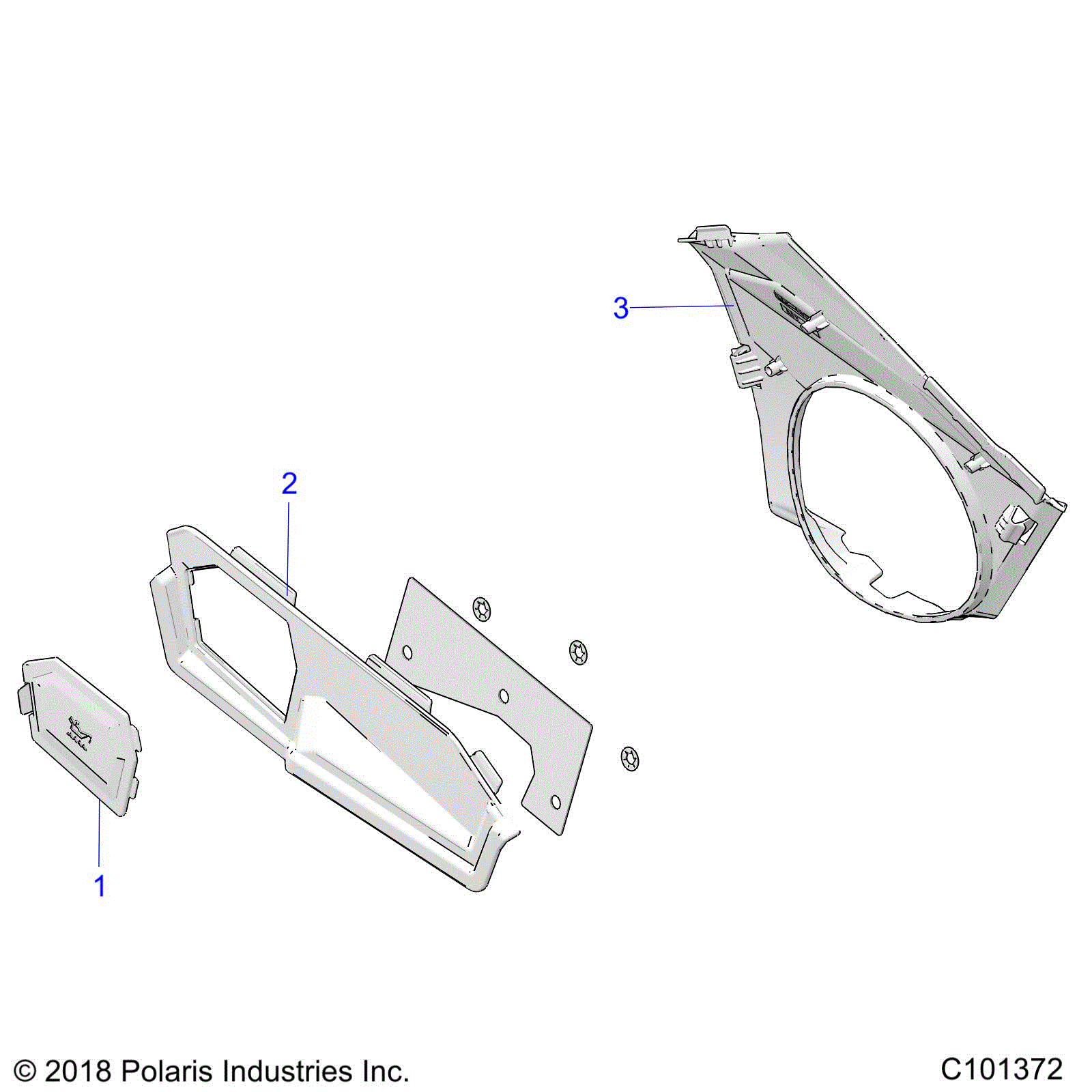 An Image of a Genuine Polaris Parts Schematic Diagram showing the schematic - BODY: PANEL - 2020 POLARIS SPORTSMAN 570 EPS