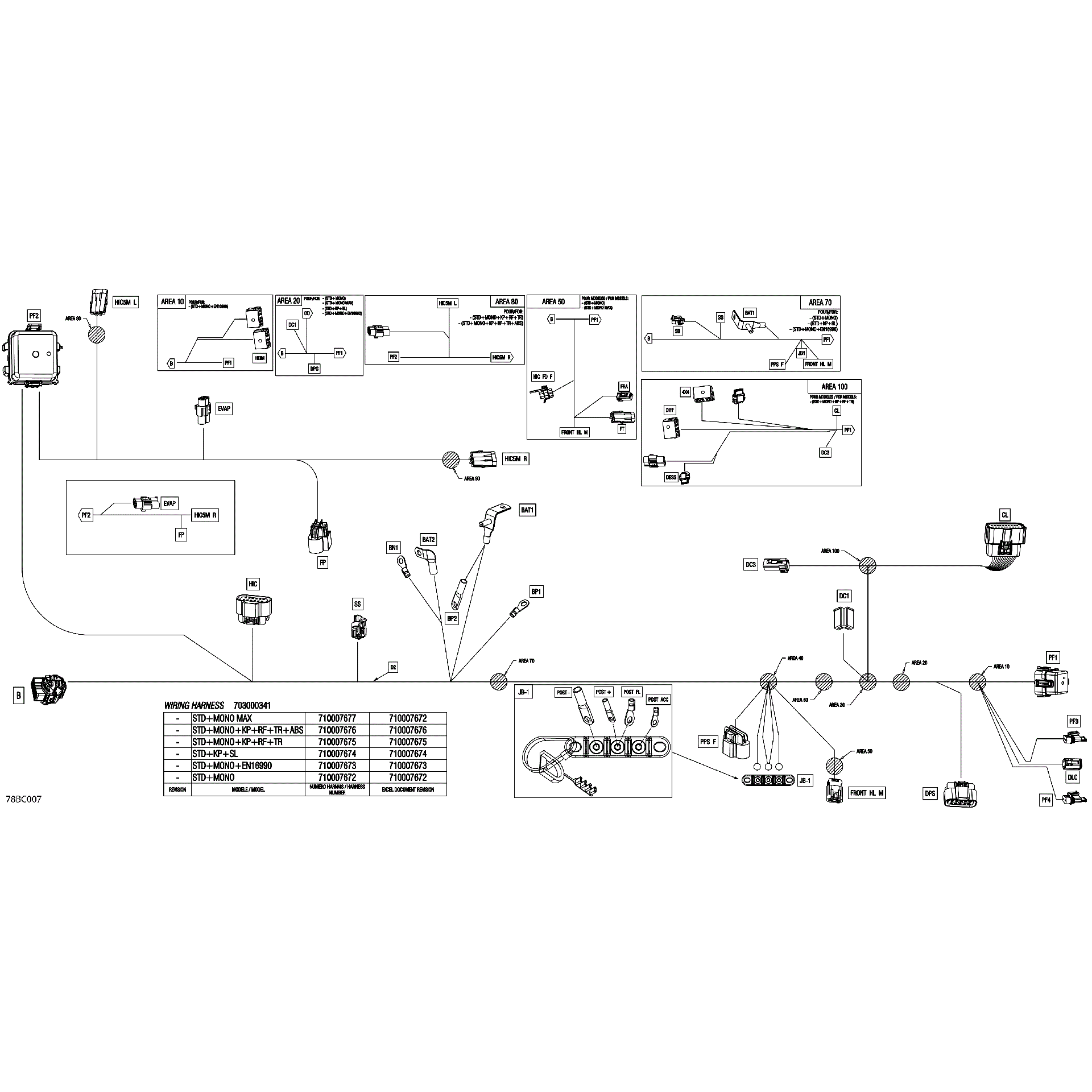 An Image of a Genuine Can-Am Parts Schematic Diagram showing the schematic - ELECTRIC - MAIN HARNESS - 710007677