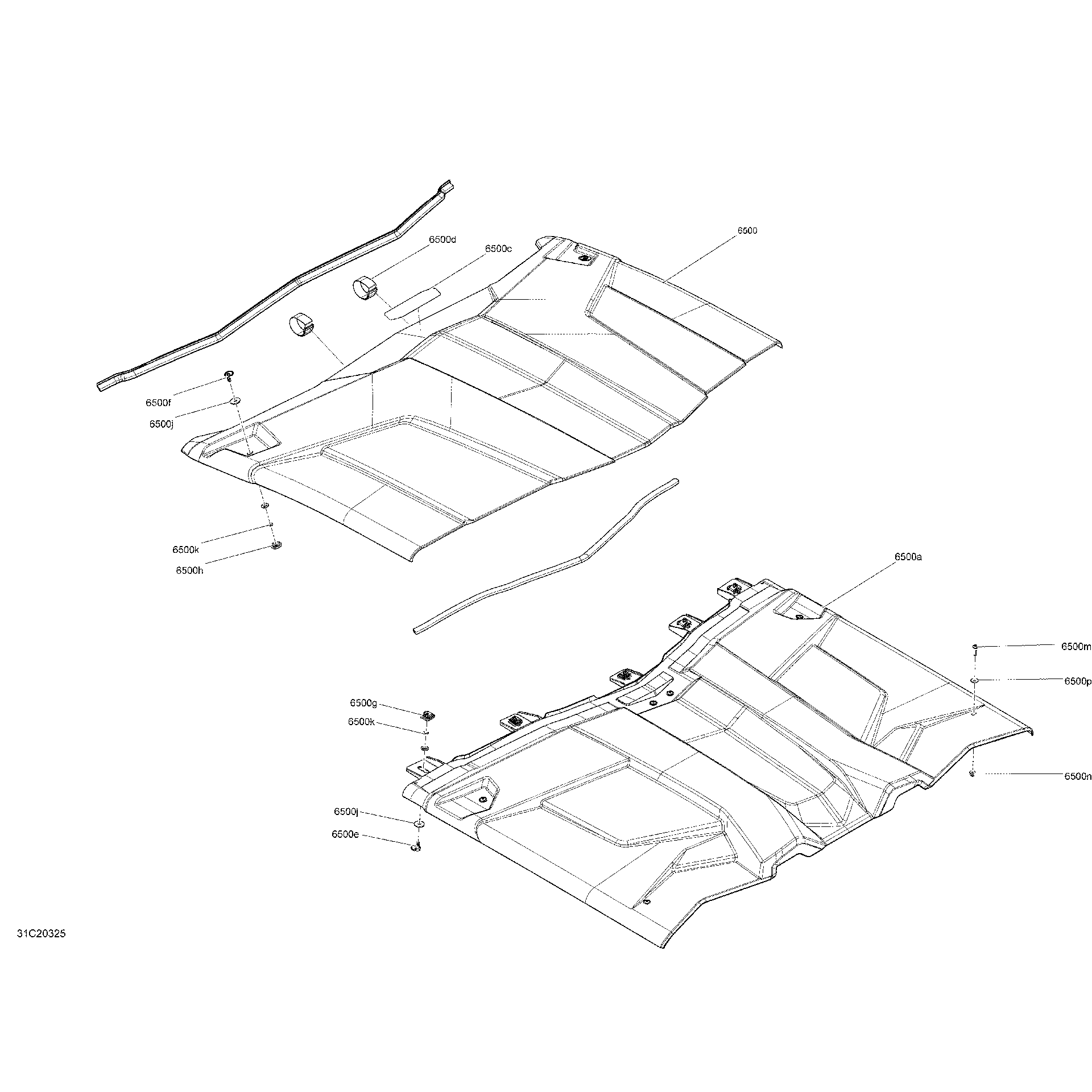 An Image of a Genuine Can-Am Parts Schematic Diagram showing the schematic - BODY - ROOF SECTION - X RS