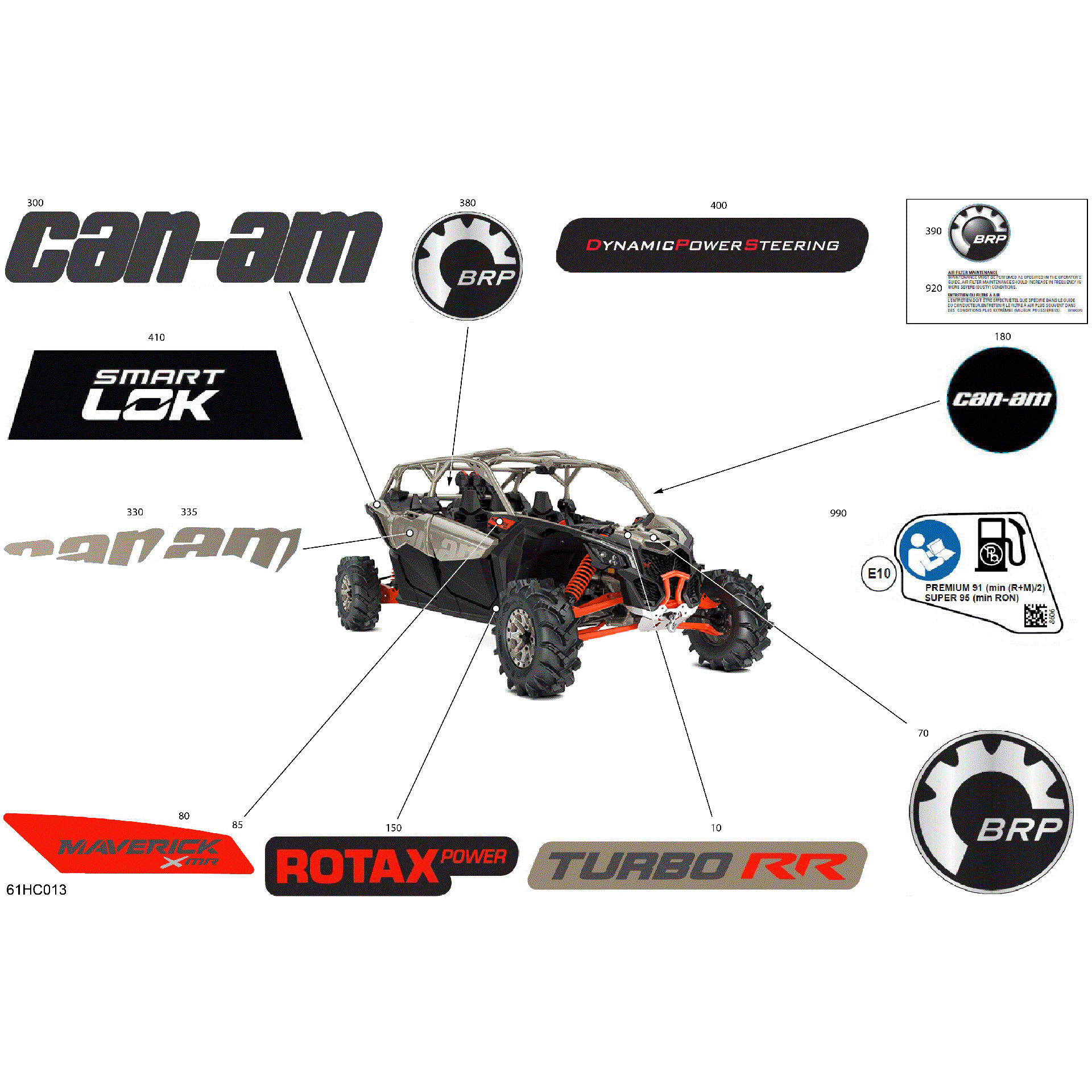 An Image of a Genuine Can-Am Parts Schematic Diagram showing the schematic - BODY - DECALS