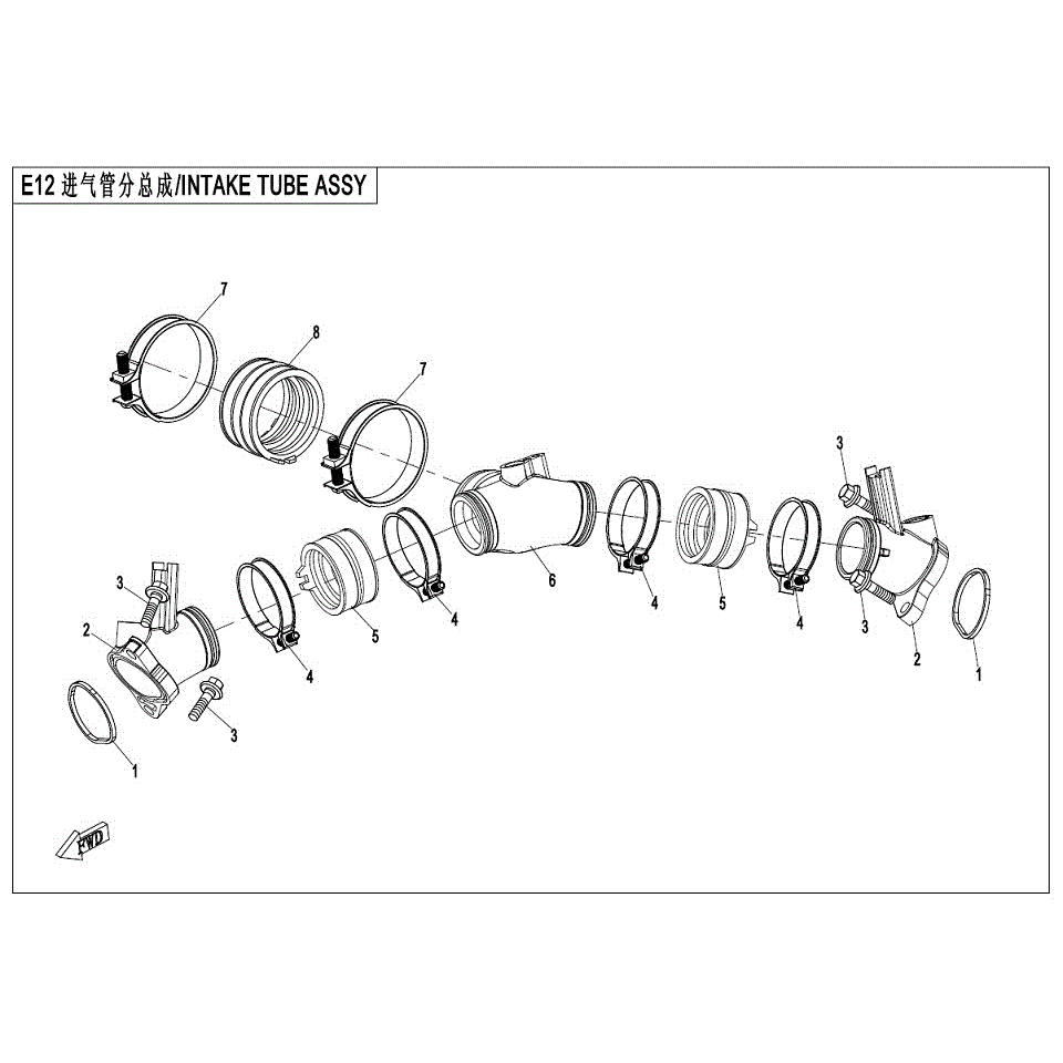 An Image of a Genuine CFMOTO Parts Schematic Diagram showing the schematic - INTAKE MANIFOLD ASSY - 2017 CFMOTO ZFORCE 800 Trail