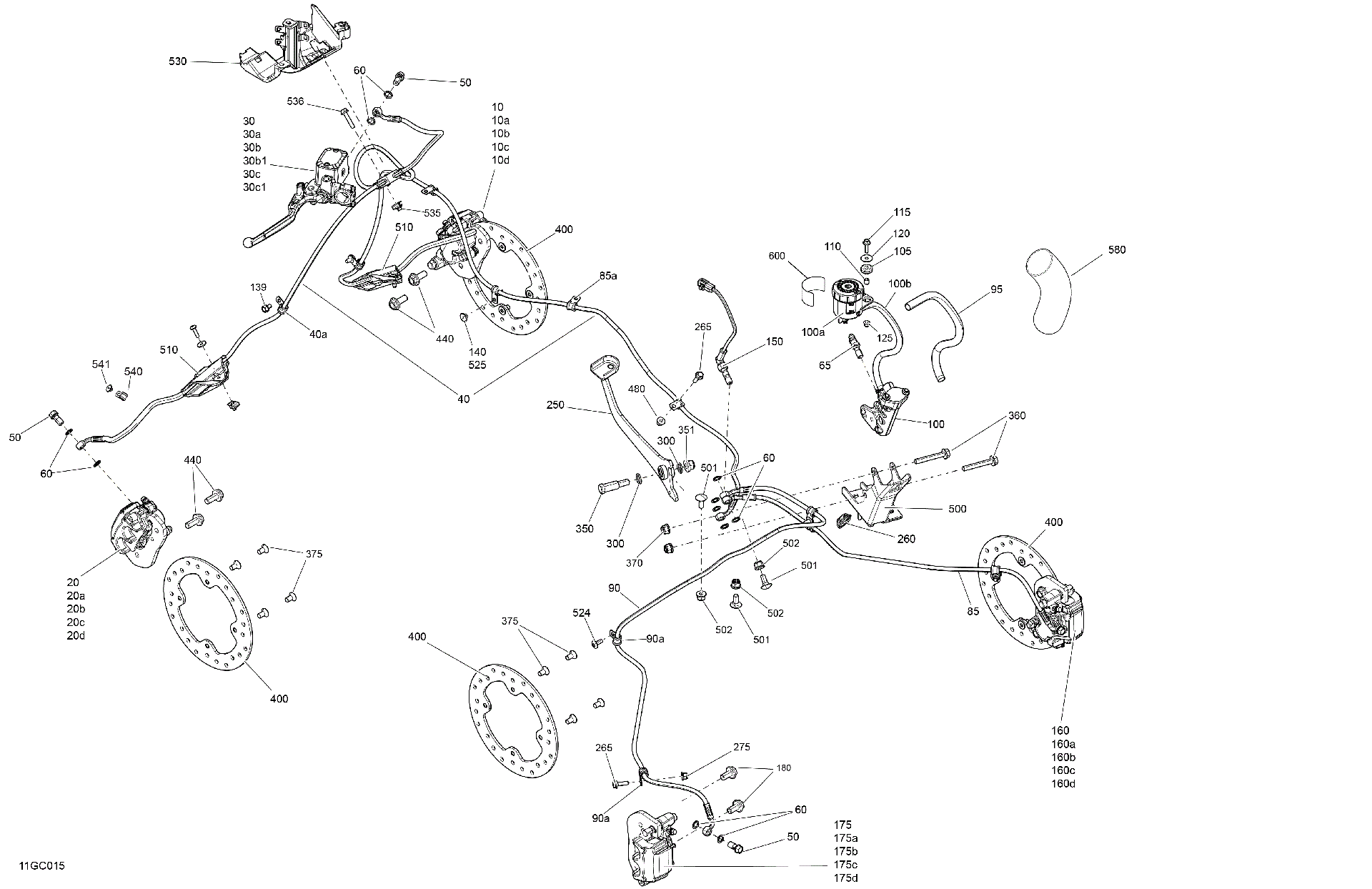 An Image of a Genuine Can-Am Parts Schematic Diagram showing the schematic - MECHANIC - BRAKE SYSTEM