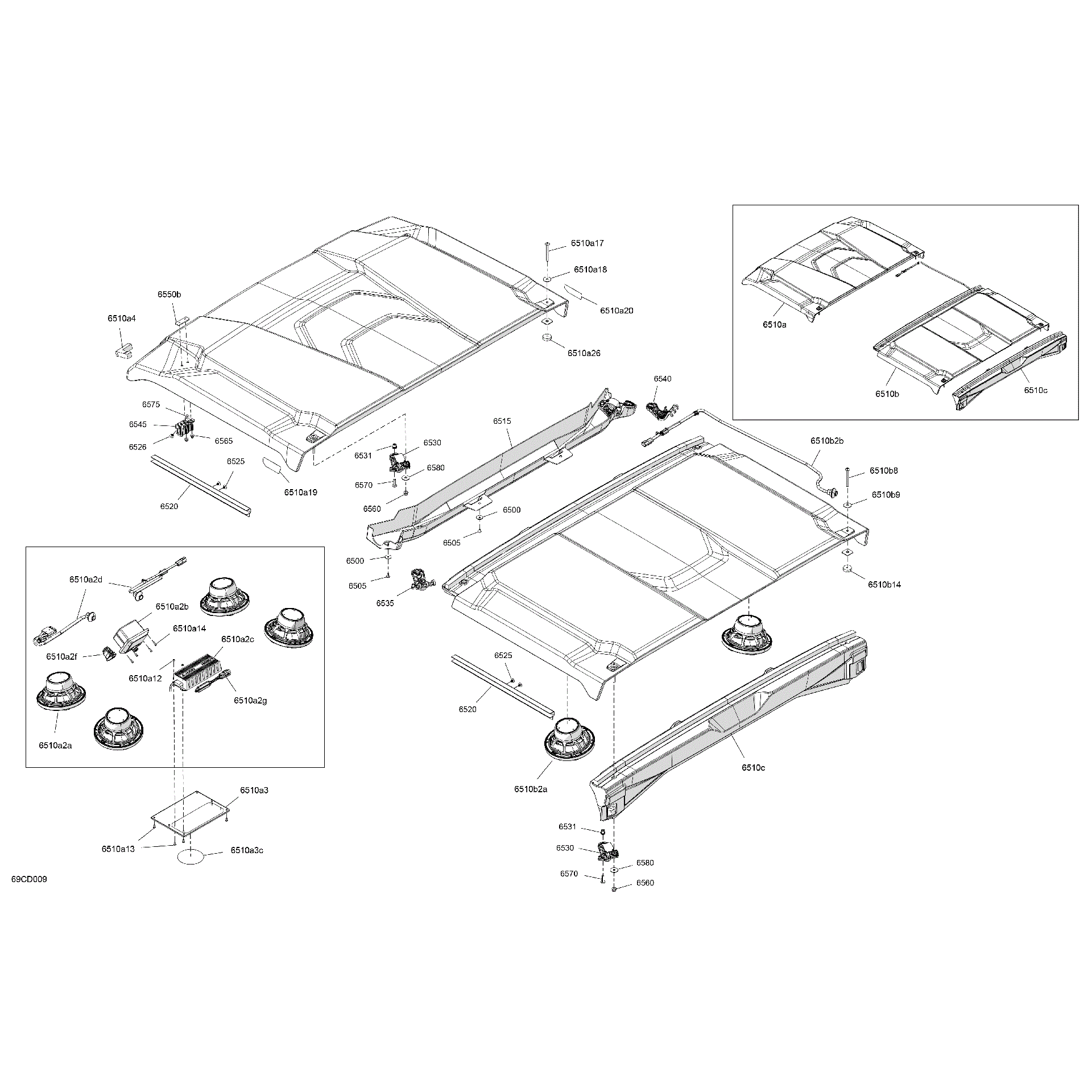 An Image of a Genuine Can-Am Parts Schematic Diagram showing the schematic - BODY - ROOF
