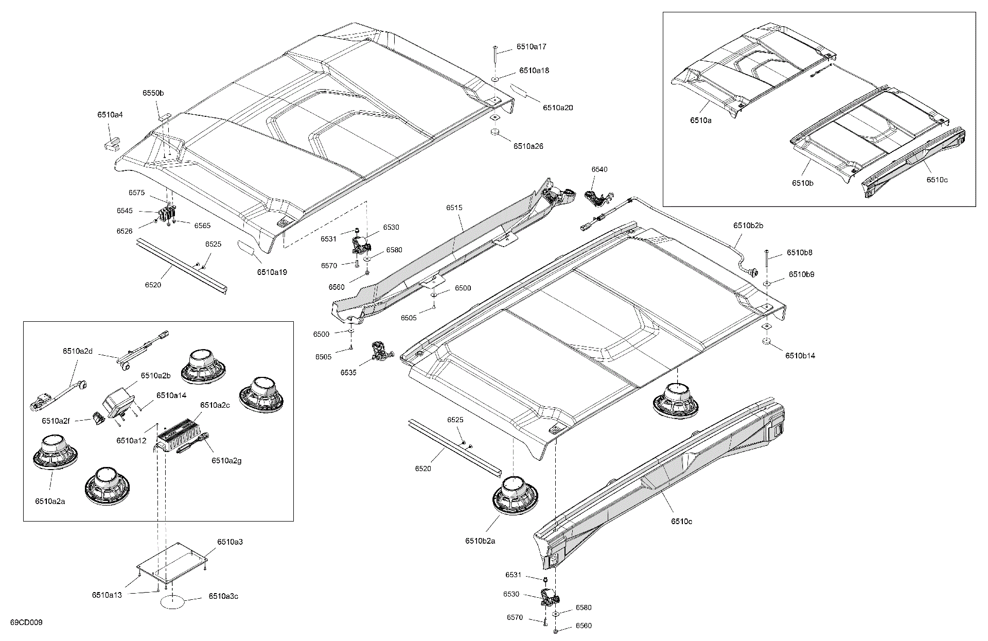 An Image of a Genuine Can-Am Parts Schematic Diagram showing the schematic - BODY - ROOF
