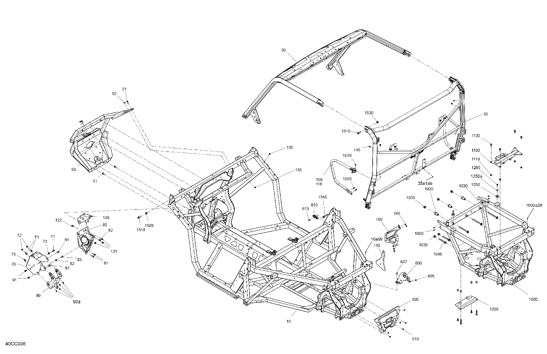 An Image of a Genuine Can-Am Parts Schematic Diagram showing the schematic - FRAME - SYSTEM