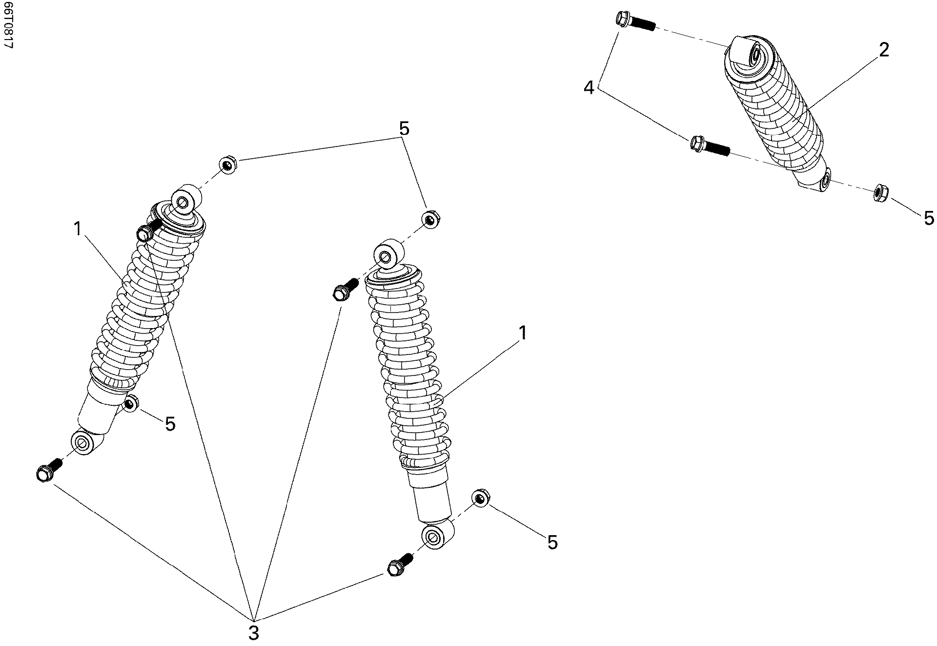 An Image of a Genuine Can-Am Parts Schematic Diagram showing the schematic - SHOCKS