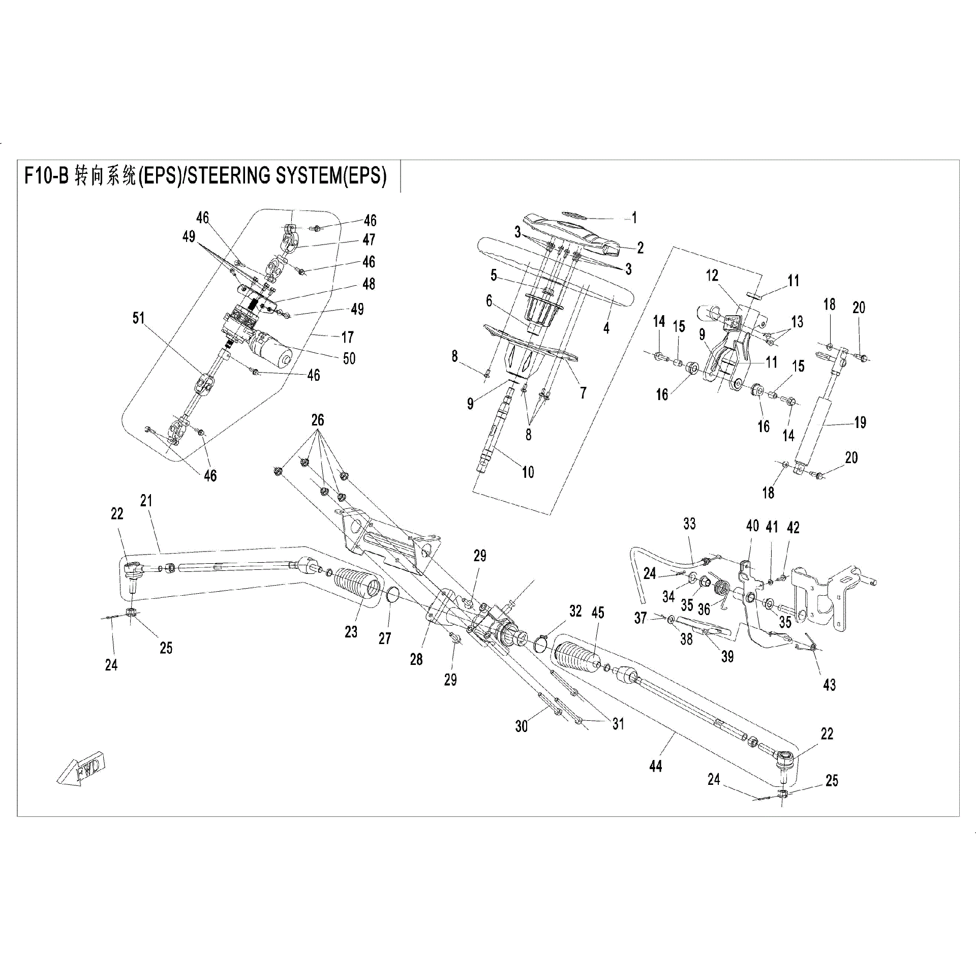 An Image of a Genuine CFMOTO Parts Schematic Diagram showing the schematic - STEERING SYSTEM (EPS) - 2017 CFMOTO ZFORCE 500