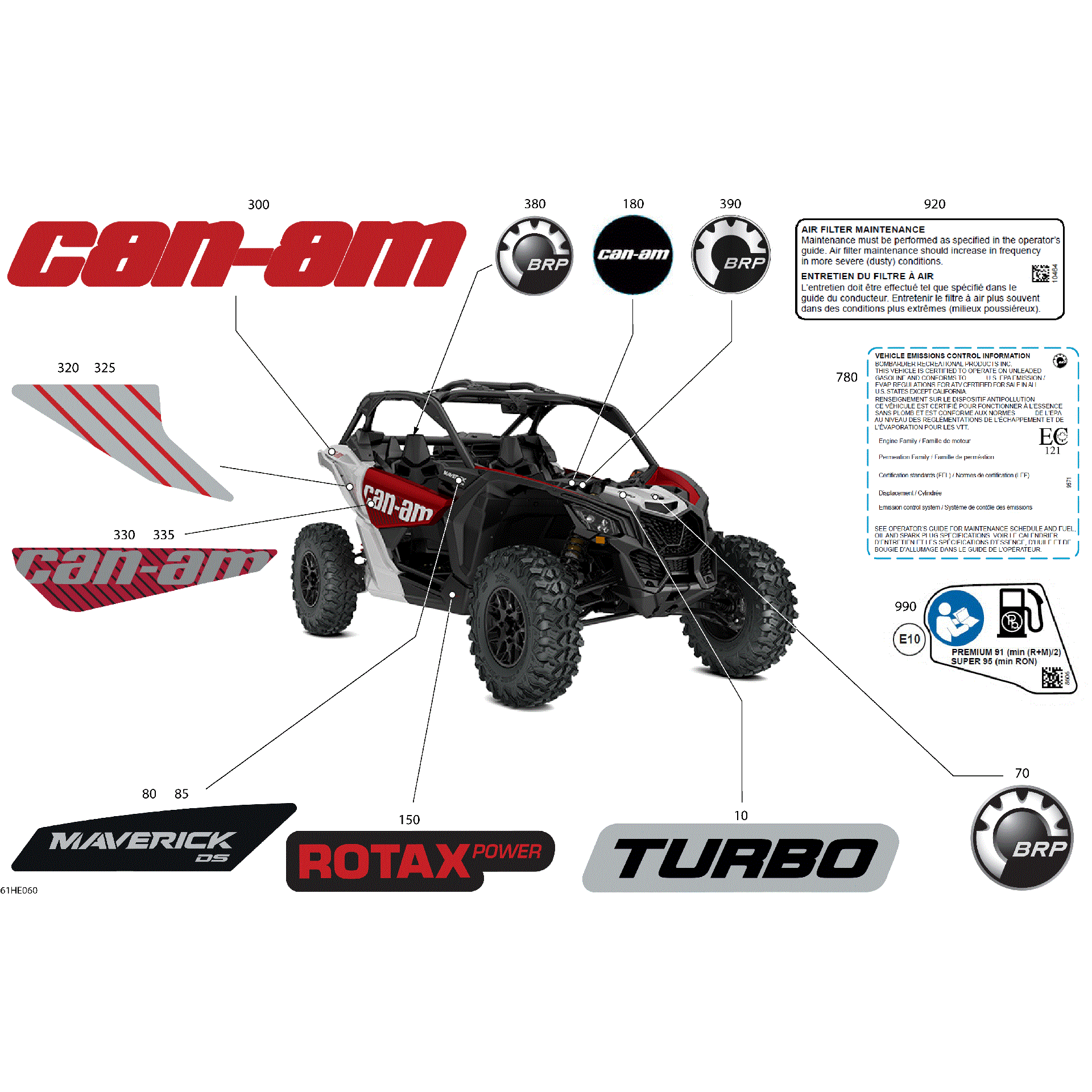 An Image of a Genuine Can-Am Parts Schematic Diagram showing the schematic - BODY - DECALS