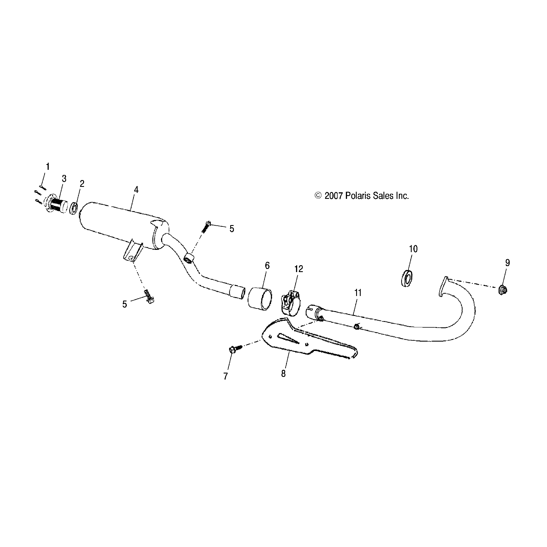 An Image of a Genuine Polaris Parts Schematic Diagram showing the schematic - ENGINE: EXHAUST - 2016 POLARIS PHOENIX 200