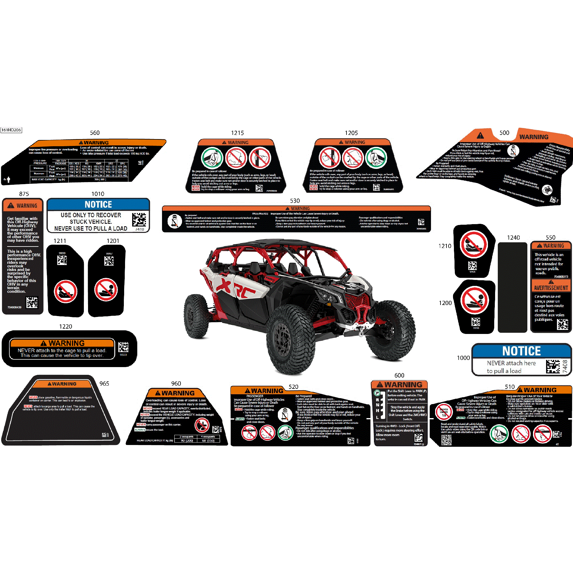 An Image of a Genuine Can-Am Parts Schematic Diagram showing the schematic - BODY - WARNING DECALS