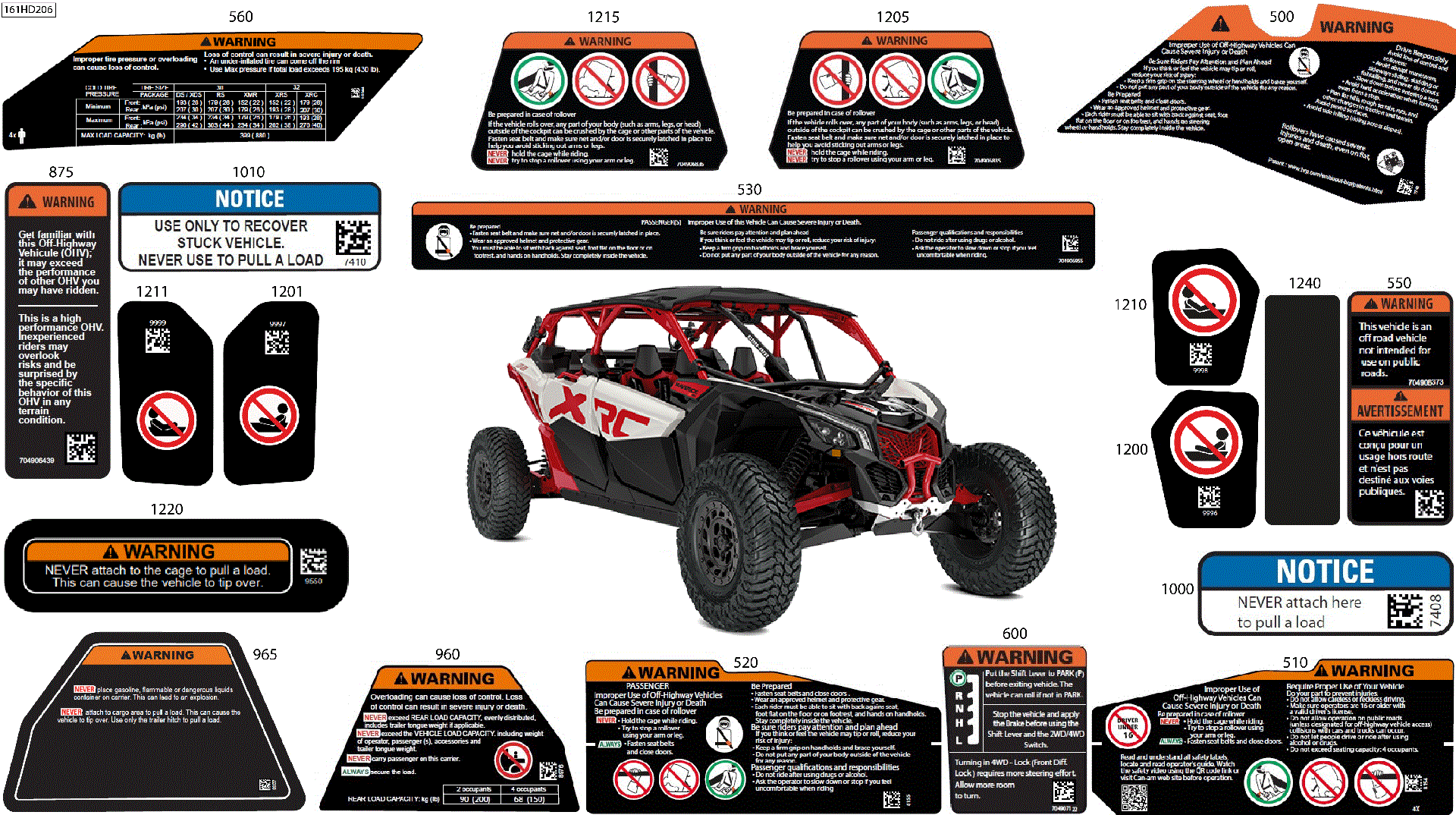 An Image of a Genuine Can-Am Parts Schematic Diagram showing the schematic - BODY - WARNING DECALS