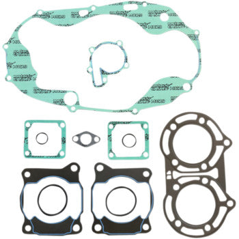 Green and black multi-piece gasket set with various shapes for engine sealing parts.