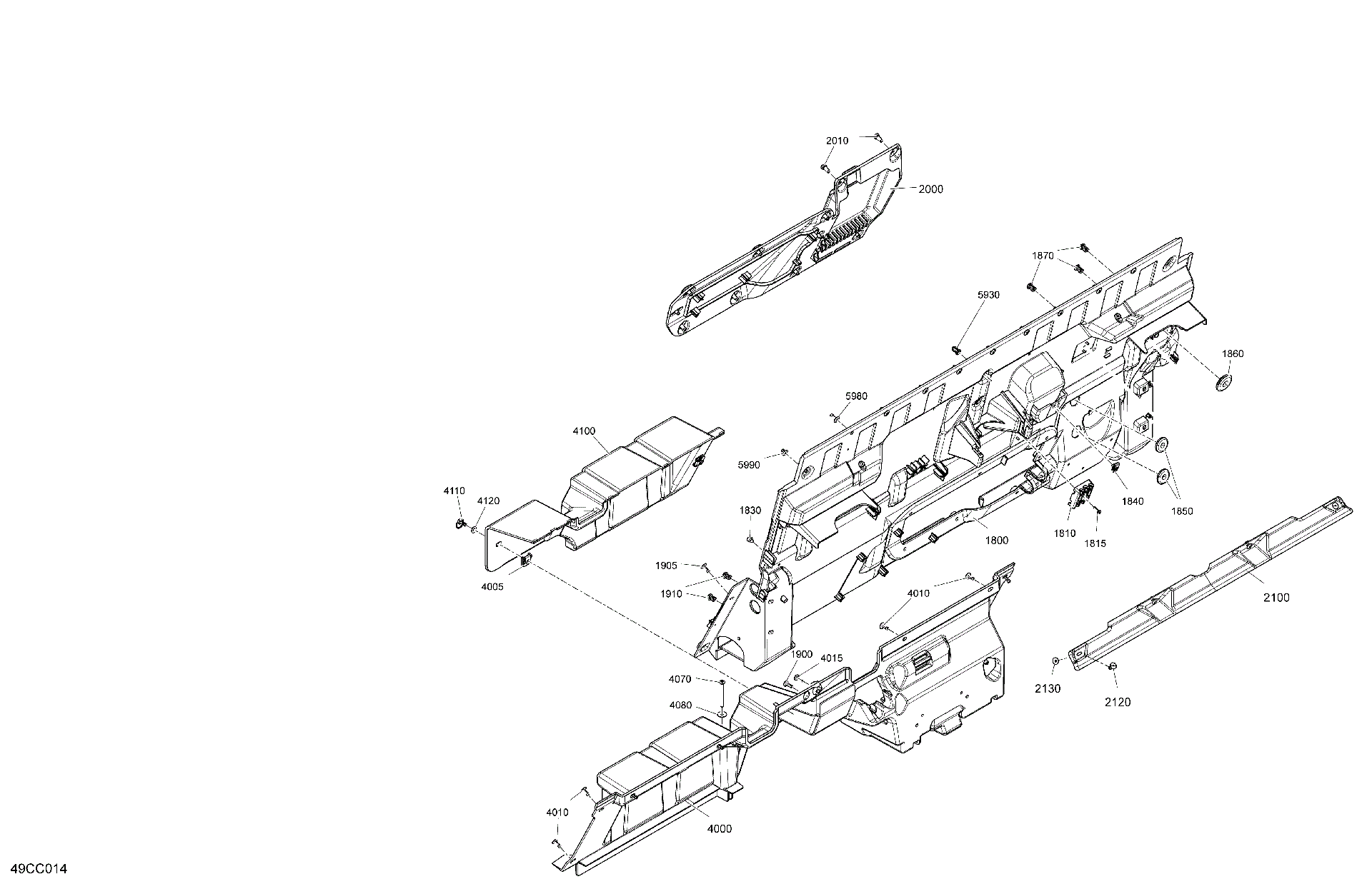 An Image of a Genuine Can-Am Parts Schematic Diagram showing the schematic - CAB INTERIOR - BACK WALL