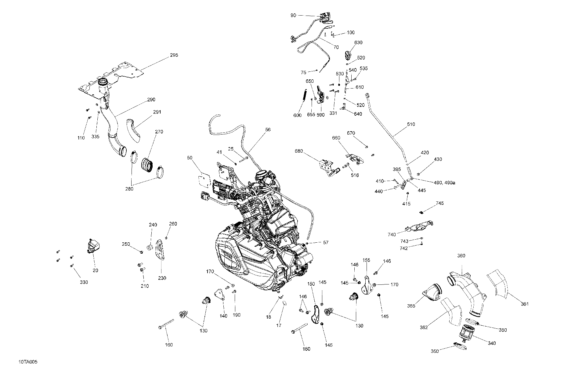 An Image of a Genuine Can-Am Parts Schematic Diagram showing the schematic - ENGINE - SYSTEM