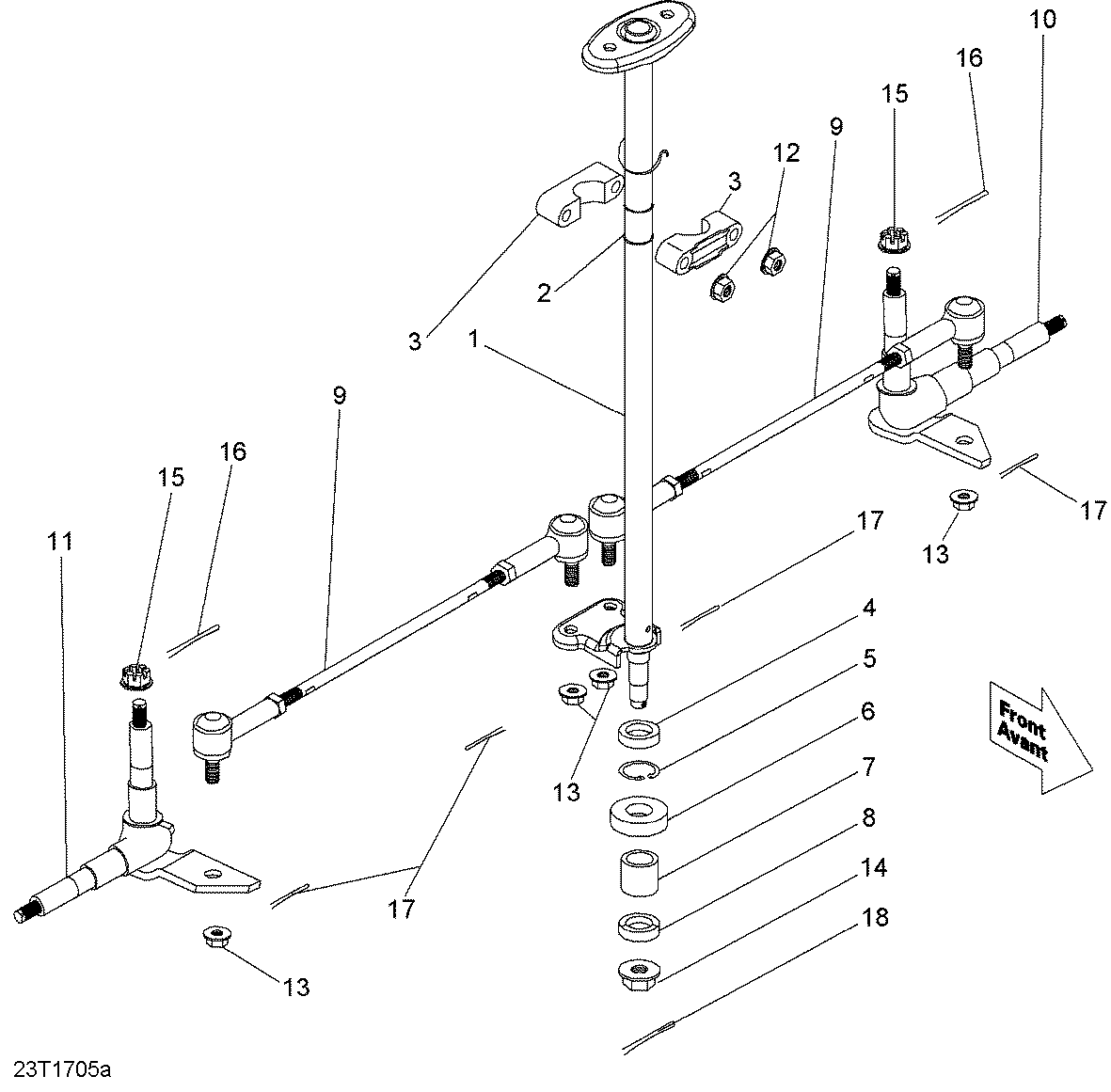 An Image of a Genuine Can-Am Parts Schematic Diagram showing the schematic - STEERING