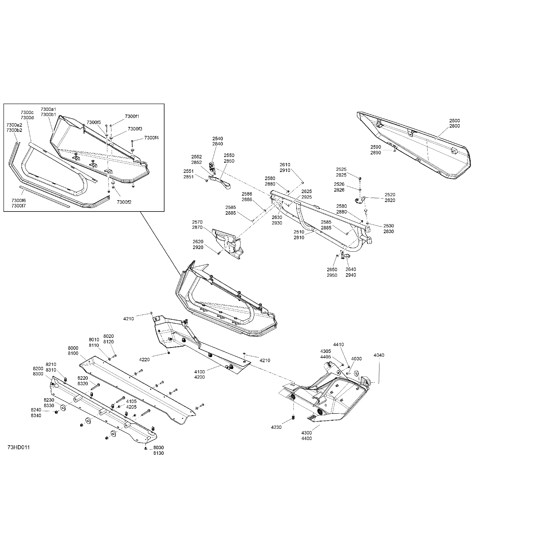 An Image of a Genuine Can-Am Parts Schematic Diagram showing the schematic - BODY - DOORS