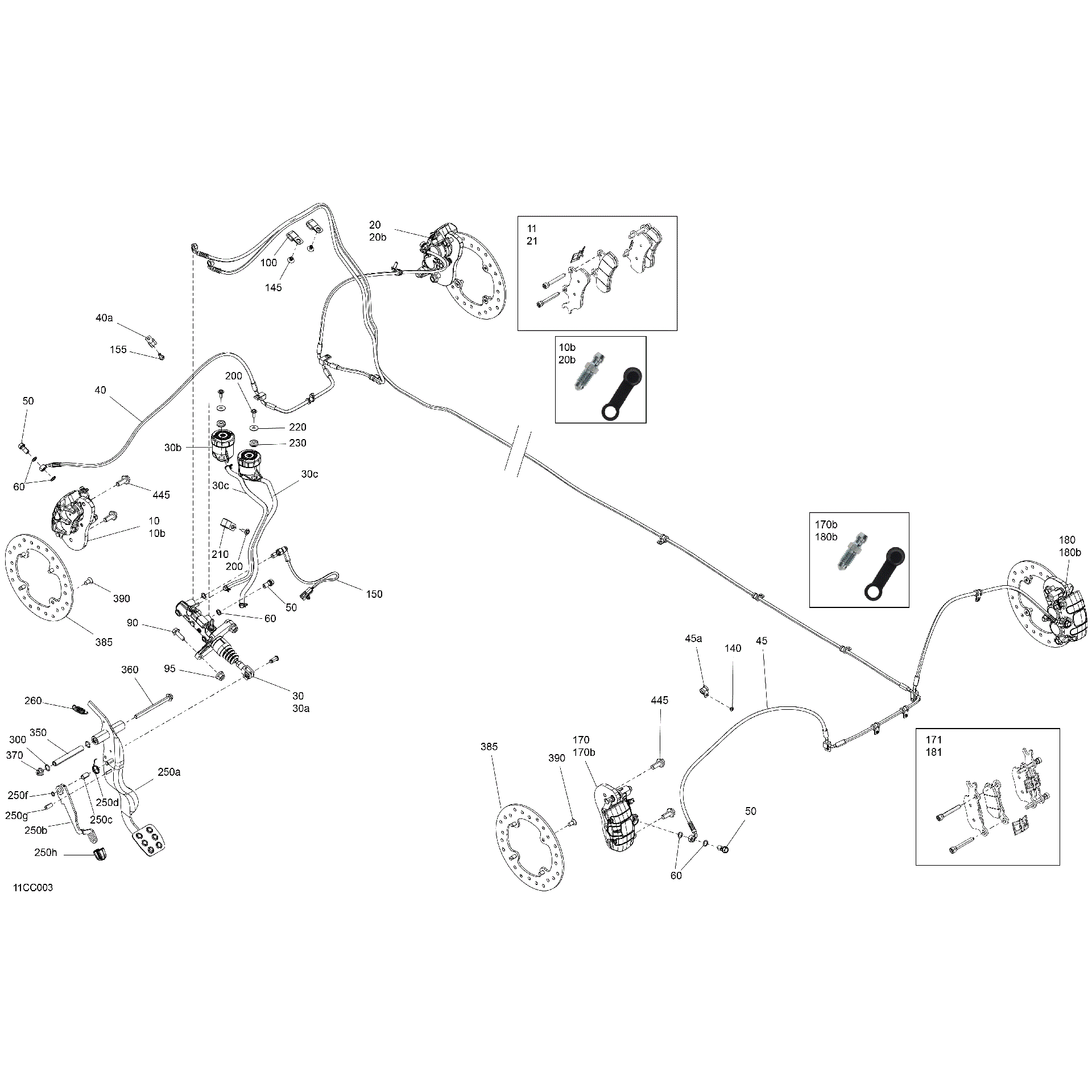 An Image of a Genuine Can-Am Parts Schematic Diagram showing the schematic - MECHANIC - BRAKE SYSTEM