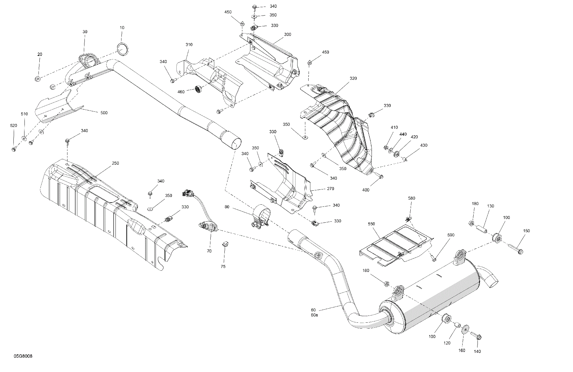 An Image of a Genuine Can-Am Parts Schematic Diagram showing the schematic - ENGINE - EXHAUST