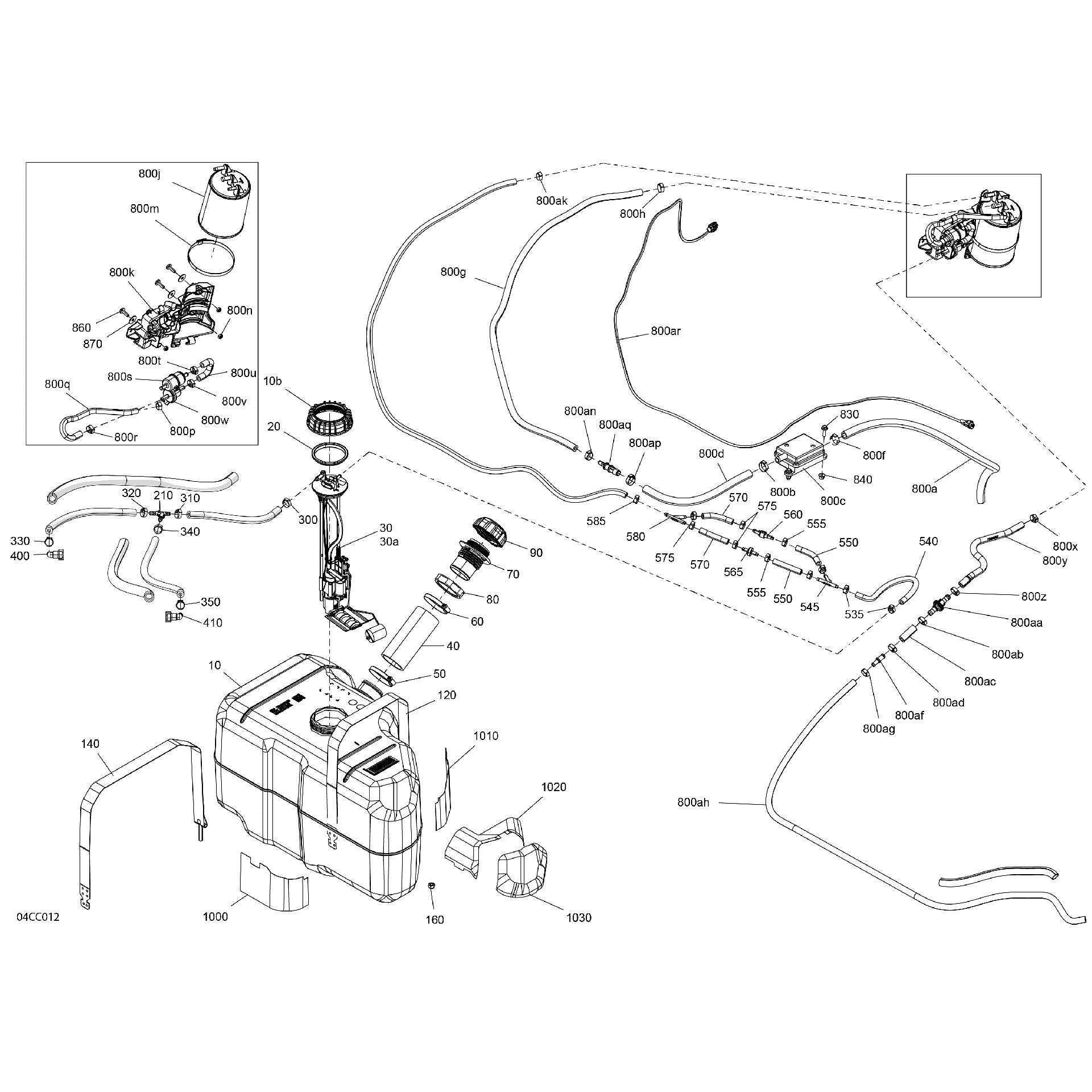 An Image of a Genuine Can-Am Parts Schematic Diagram showing the schematic - ENGINE - FUEL - EVAP