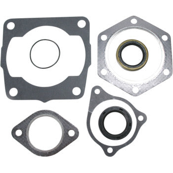 Set of four black and metallic engine gaskets with circular and irregular shapes for Polaris vehicles.