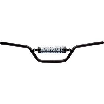 The Yamaha YFM 660 / Raptor 7/8" Off Road Handlebar 607 Black by Renthal features a wide black design with a crossbar, central Renthal foam pad, and is made from aerospace aluminum alloy for off-road use.