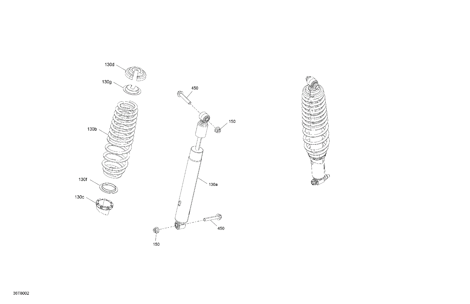 An Image of a Genuine Can-Am Parts Schematic Diagram showing the schematic - SUSPENSION - REAR SHOCKS