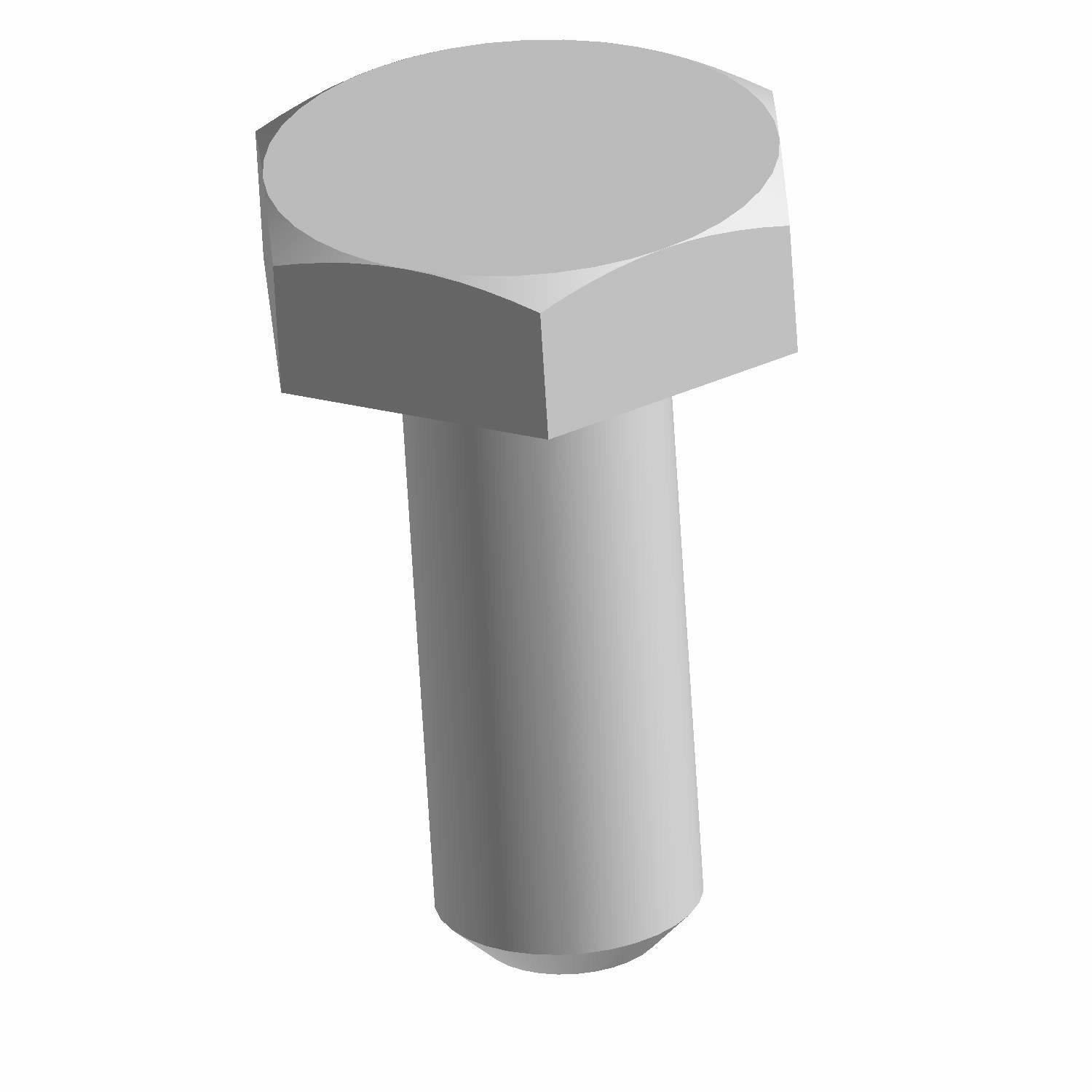 Silver hex head screw with short cylindrical shaft and flat end.