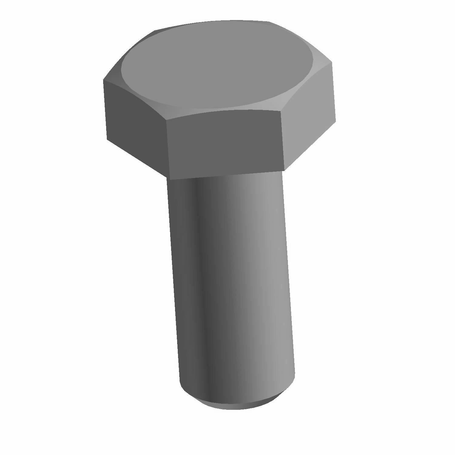Gray hex bolt with short cylindrical shaft and flat hexagonal head.