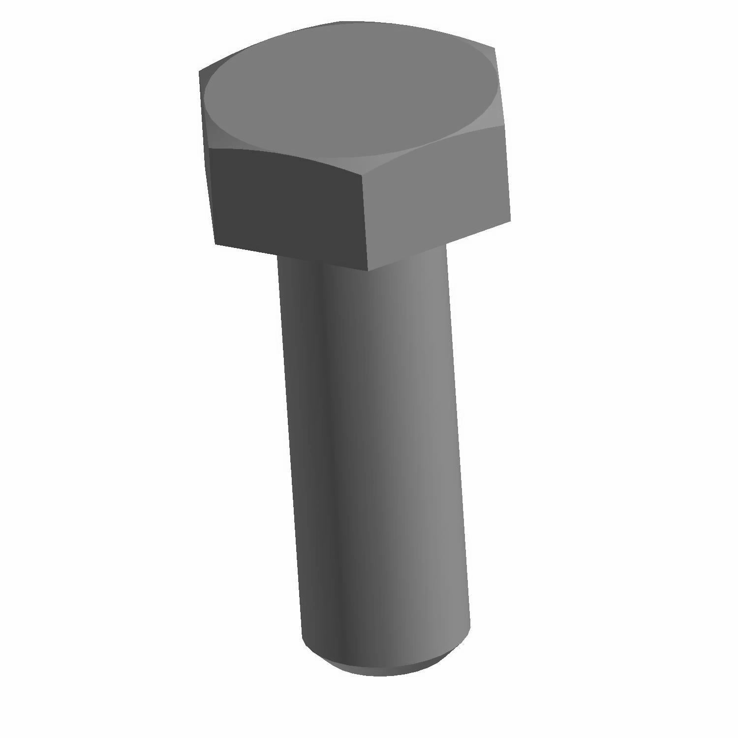 Gray hexagonal bolt with a short threaded shaft and flat head.