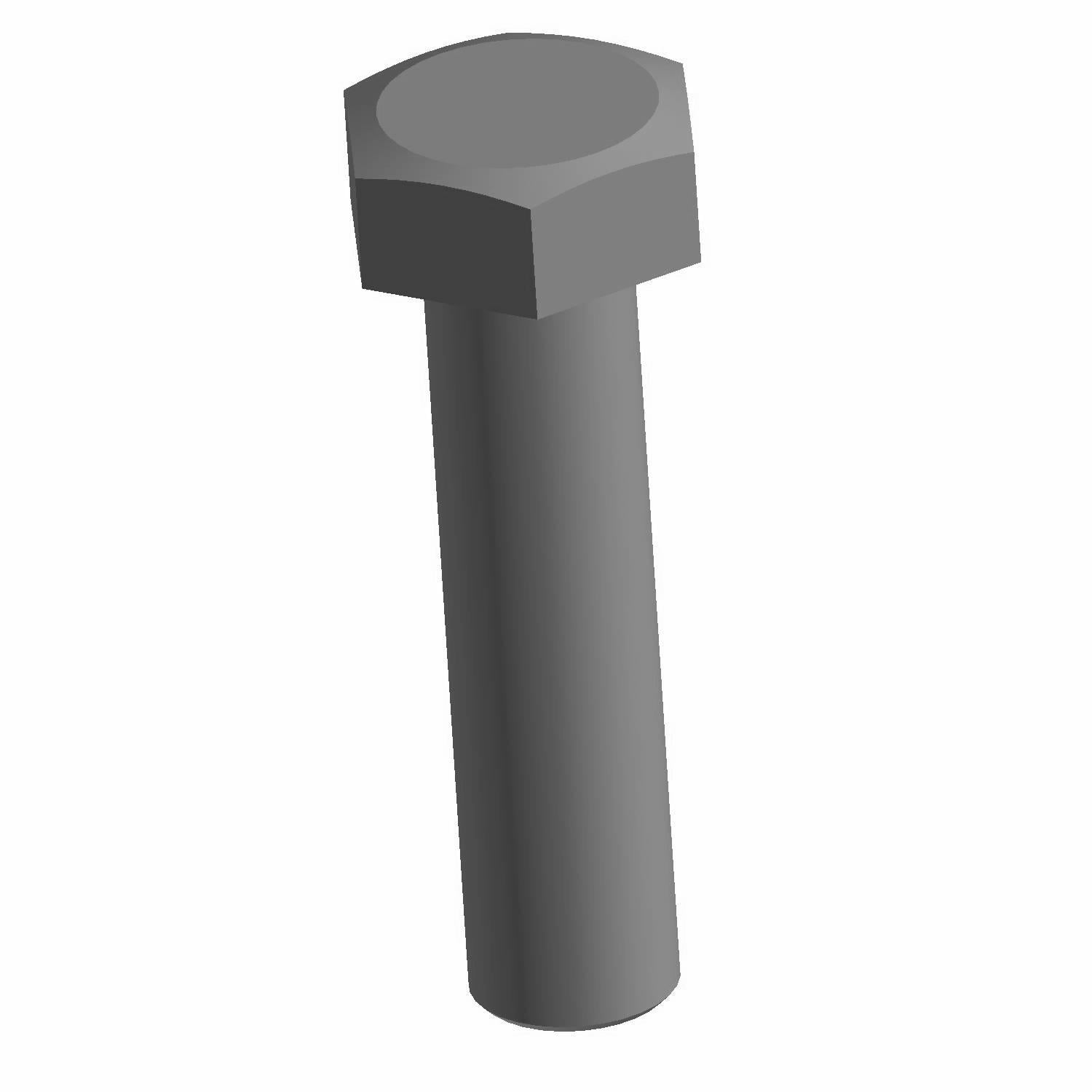 Gray hexagonal metal bolt with a smooth cylindrical shaft and flat top head.
