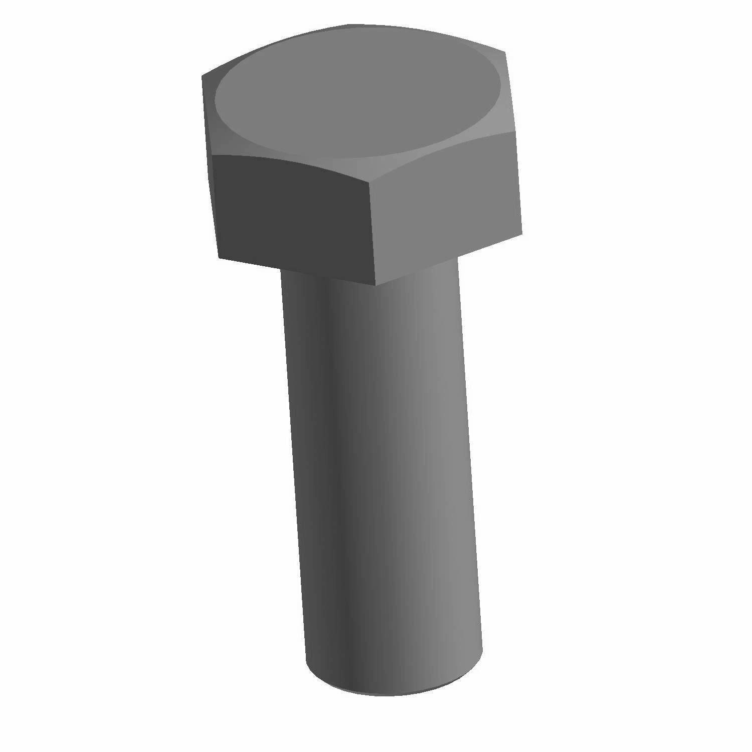 Gray hex head bolt with smooth cylindrical shaft, designed for heavy-duty use.