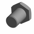 Gray hexagonal bolt with smooth cylindrical shaft and flat circular end.