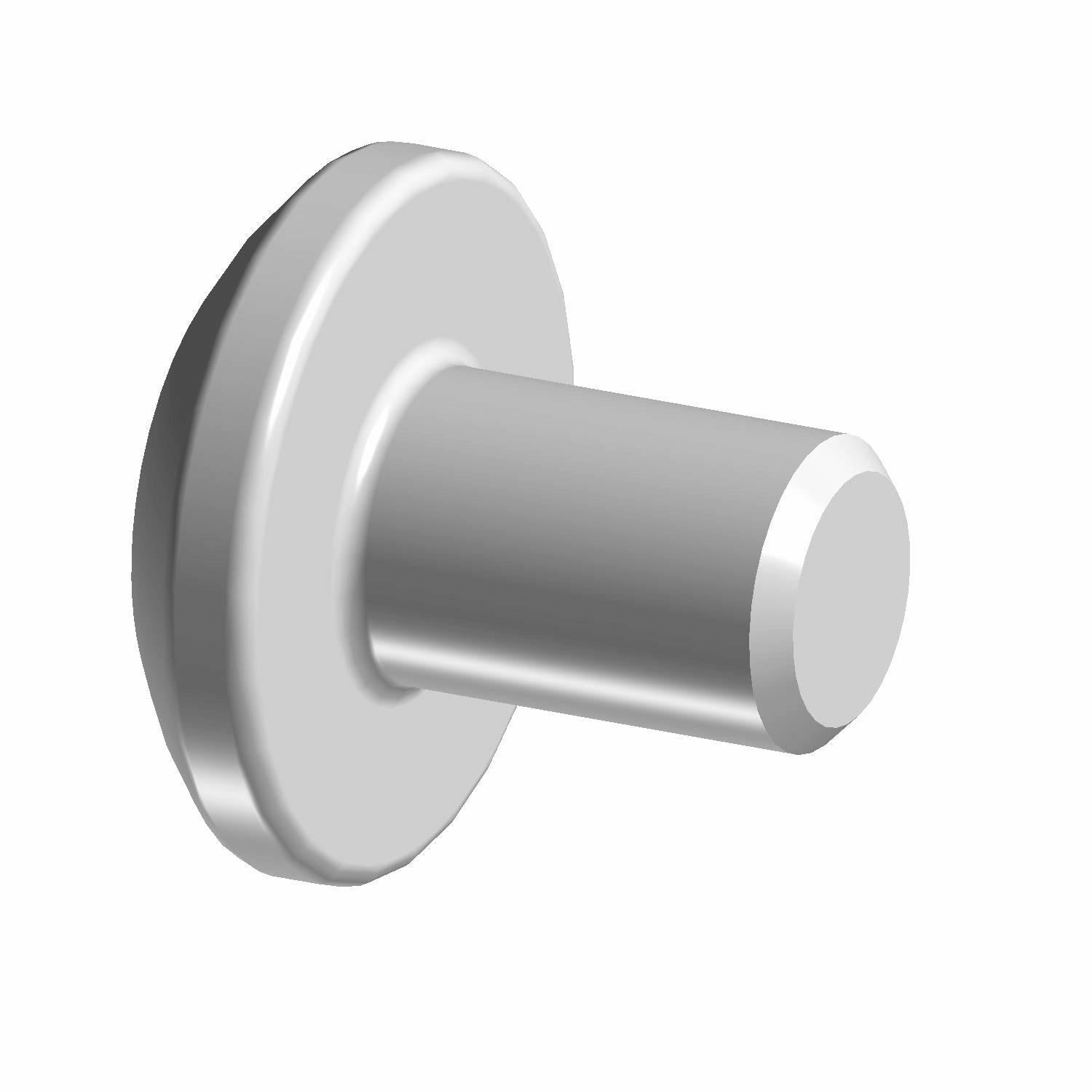 Silver cylindrical metal bolt with a flat circular flange base designed for secure fastening.