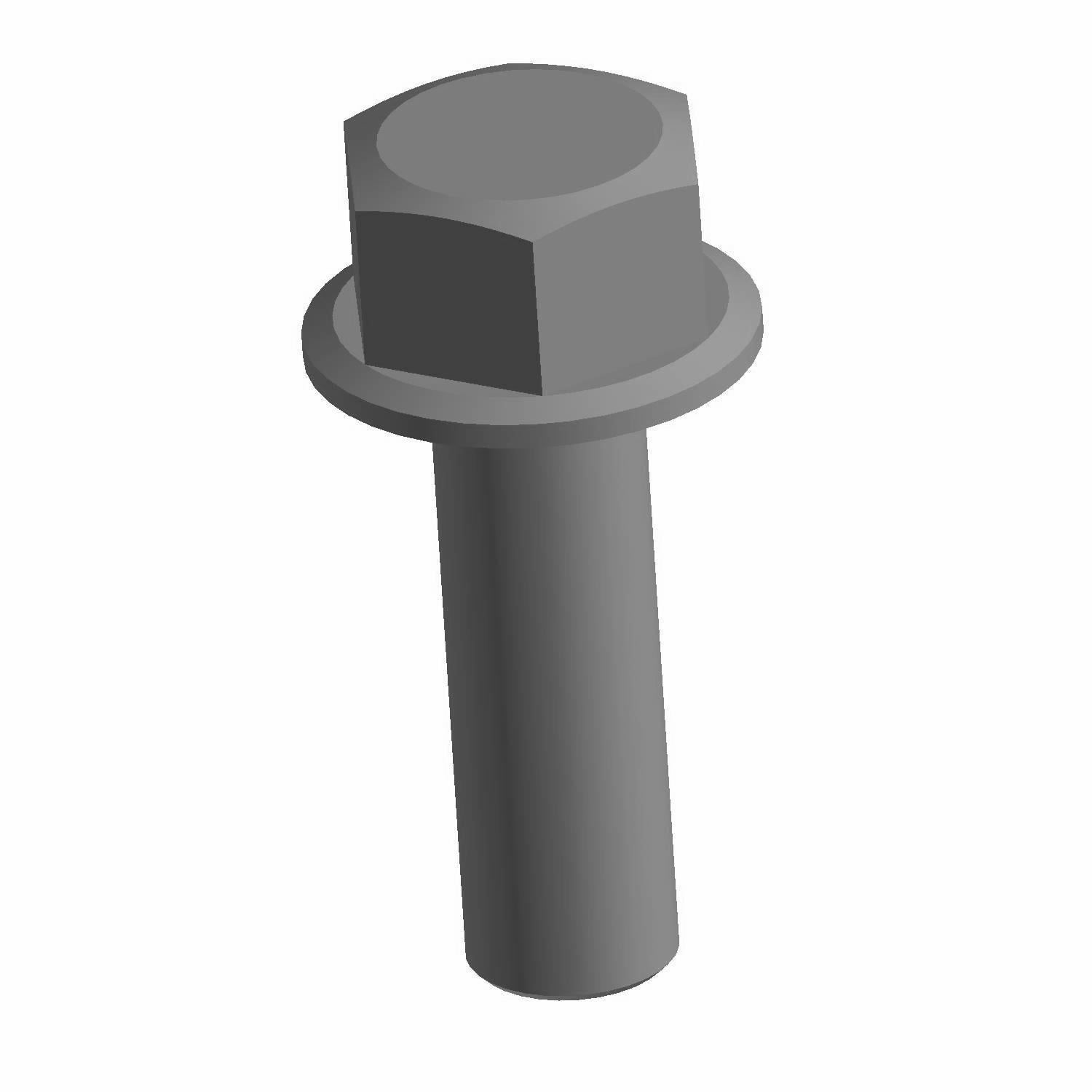 Matte gray metal bolt with hexagonal head and smooth cylindrical shank.