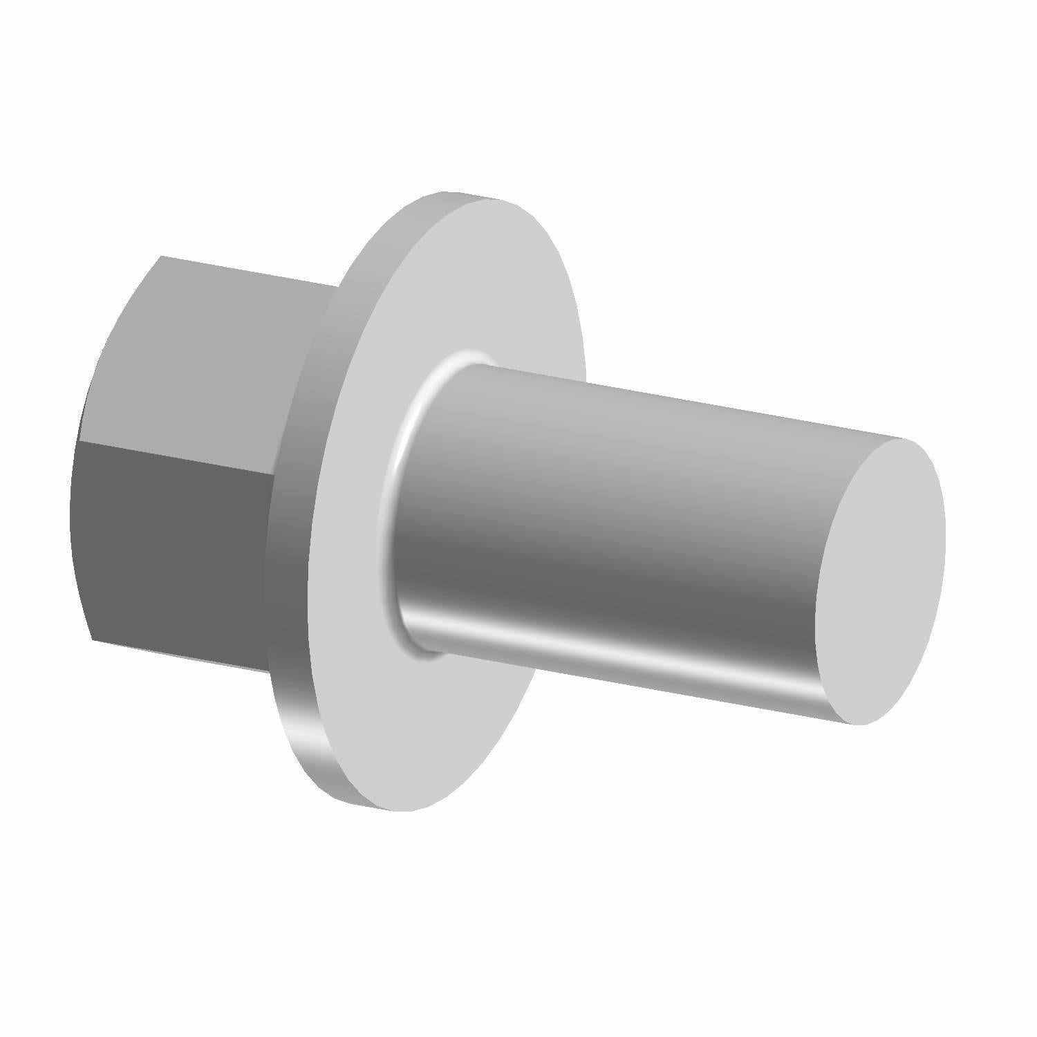 Silver hex head screw with a smooth cylindrical shaft and a wide flange base.