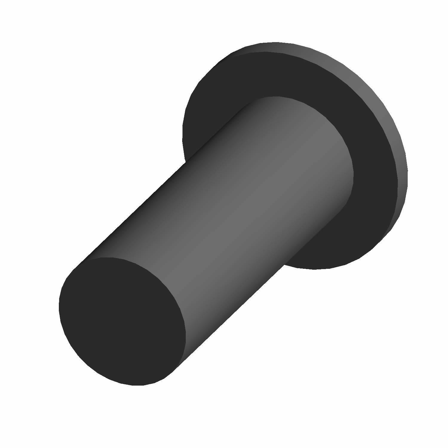 Black cylindrical screw with a flat, wide head and smooth shaft.