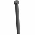 Black hex head screw with a long, smooth threaded shaft.