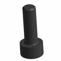Black cylindrical metal screw with flat top and wider threaded base.